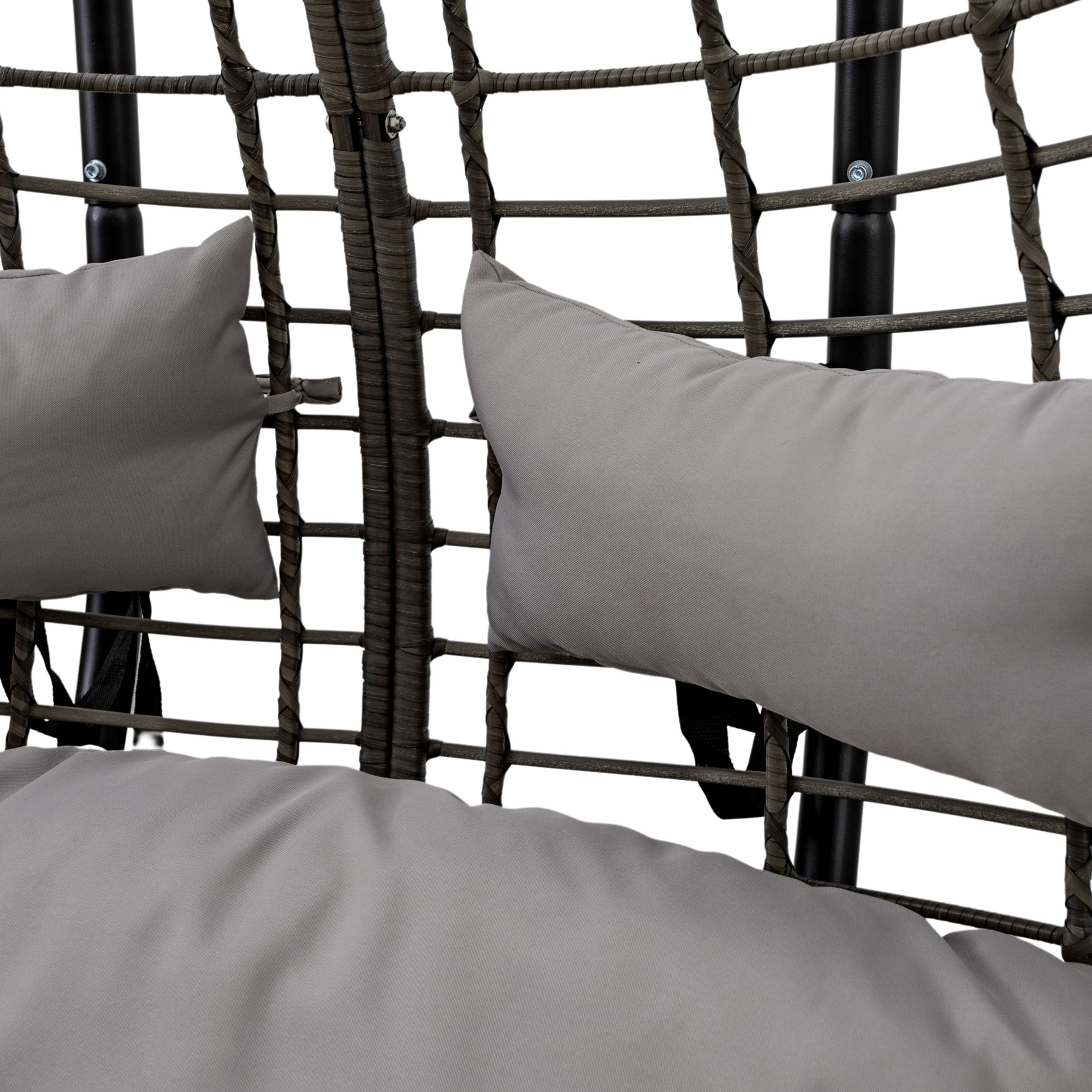 Adalio Grey Wicker Hanging Egg Chair | 2 Seater