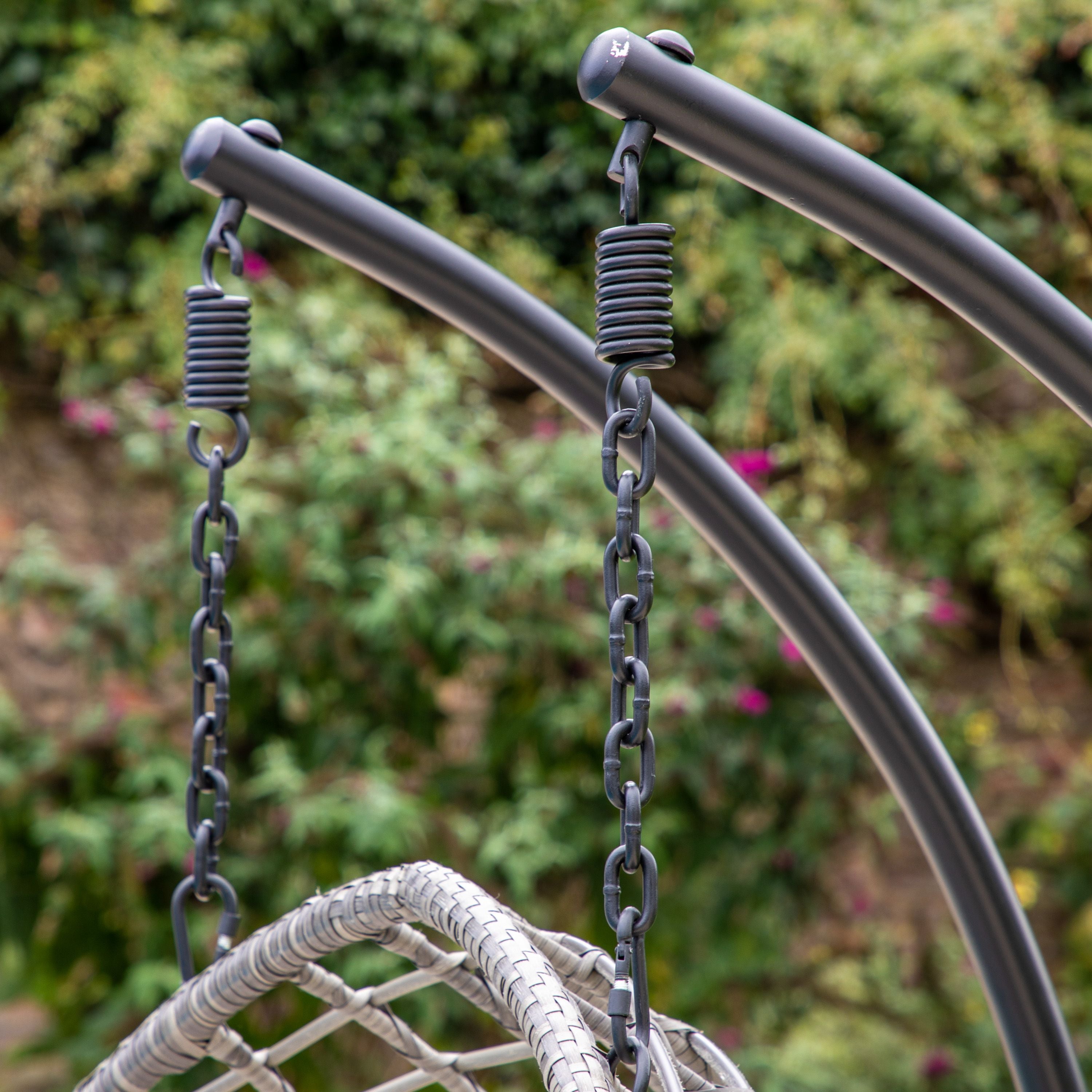 Adalio Grey Wicker Hanging Egg Chair | 2 Seater