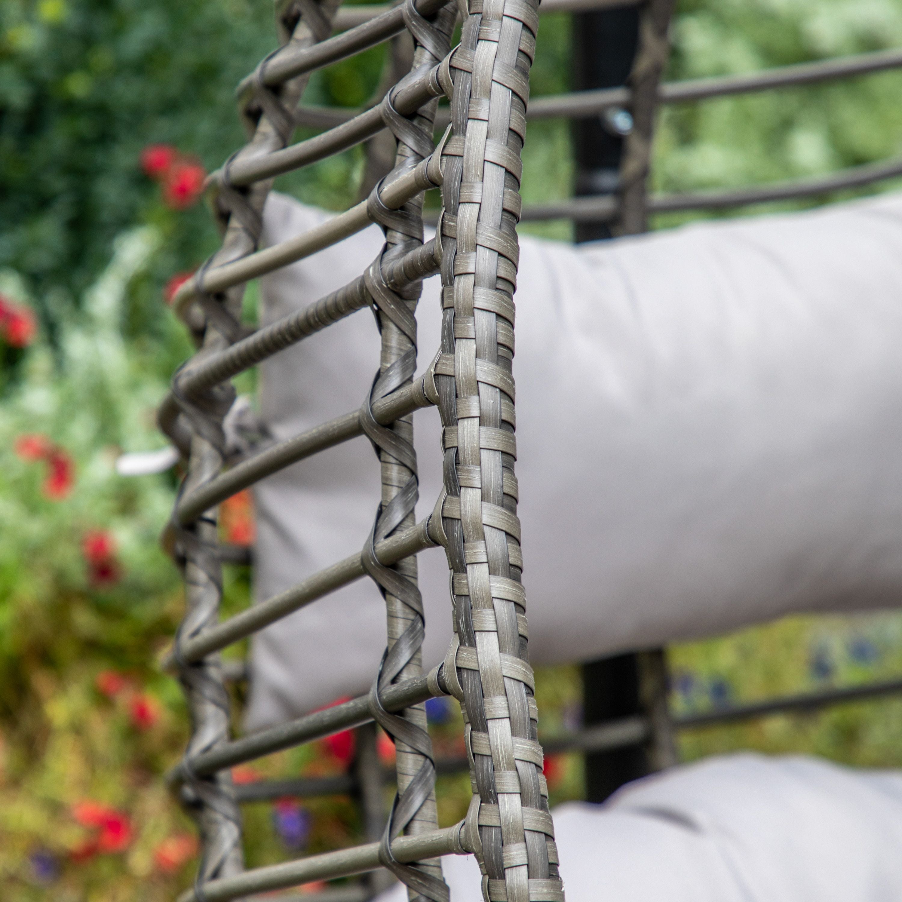 Adalio Grey Wicker Hanging Egg Chair | 2 Seater