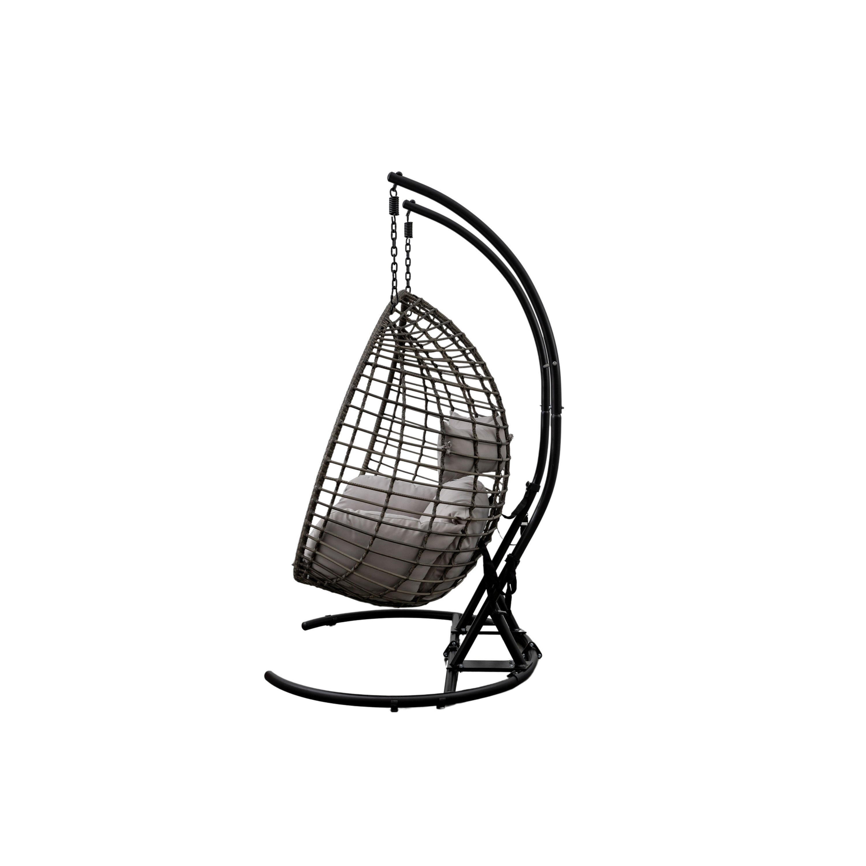 Adalio Grey Wicker Hanging Egg Chair | 2 Seater