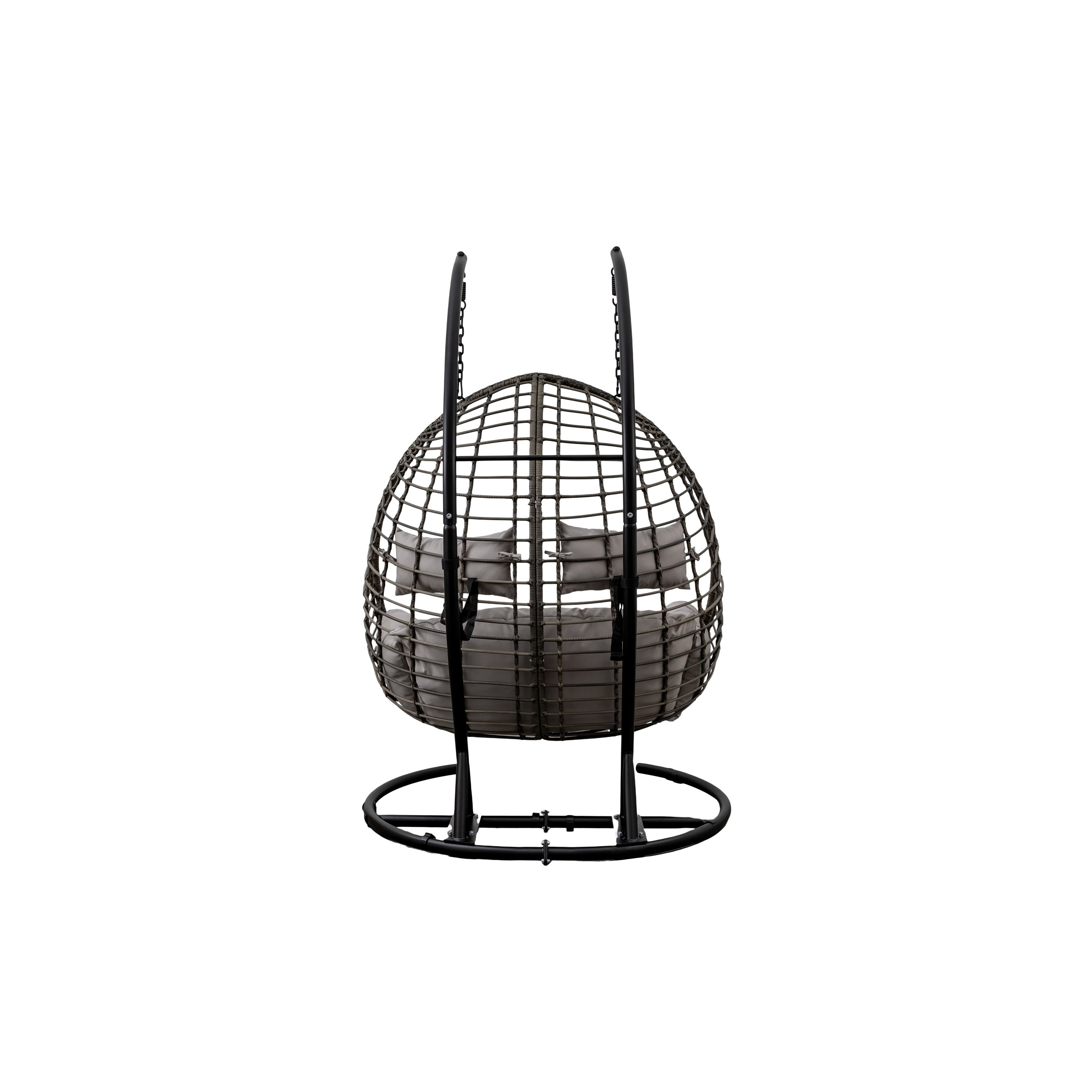 Adalio Grey Wicker Hanging Egg Chair | 2 Seater