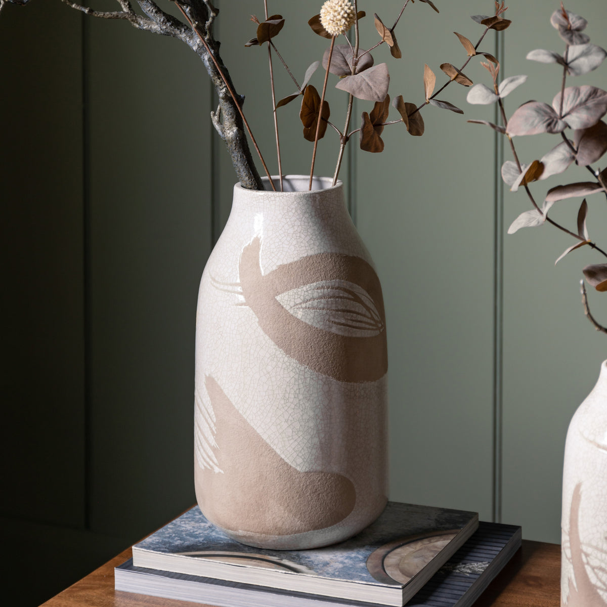 Icard Reactive White & Brown Vase Large