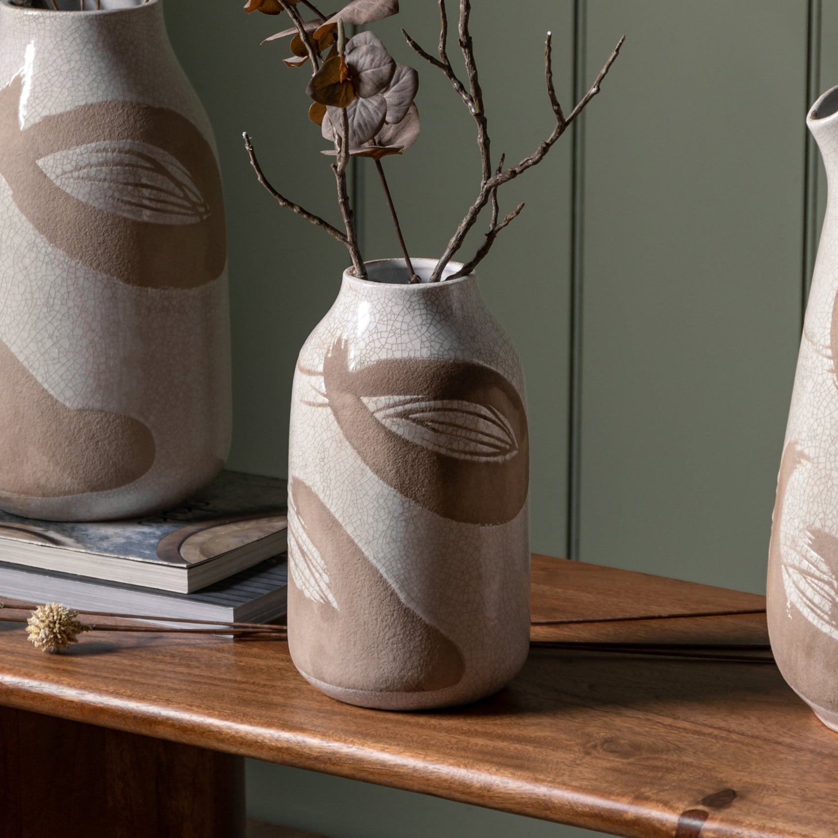 Icard Reactive White & Brown Vase Small