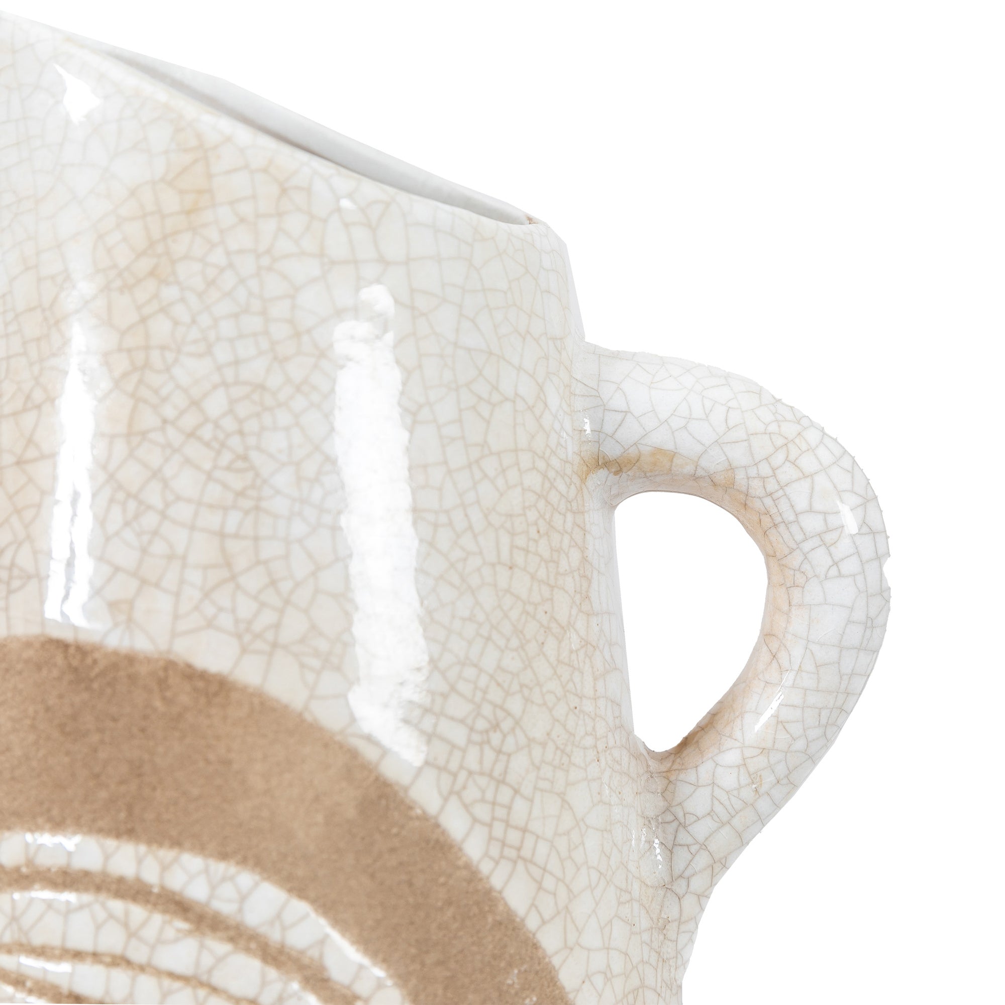 Icard Reactive White & Brown Pitcher Vase