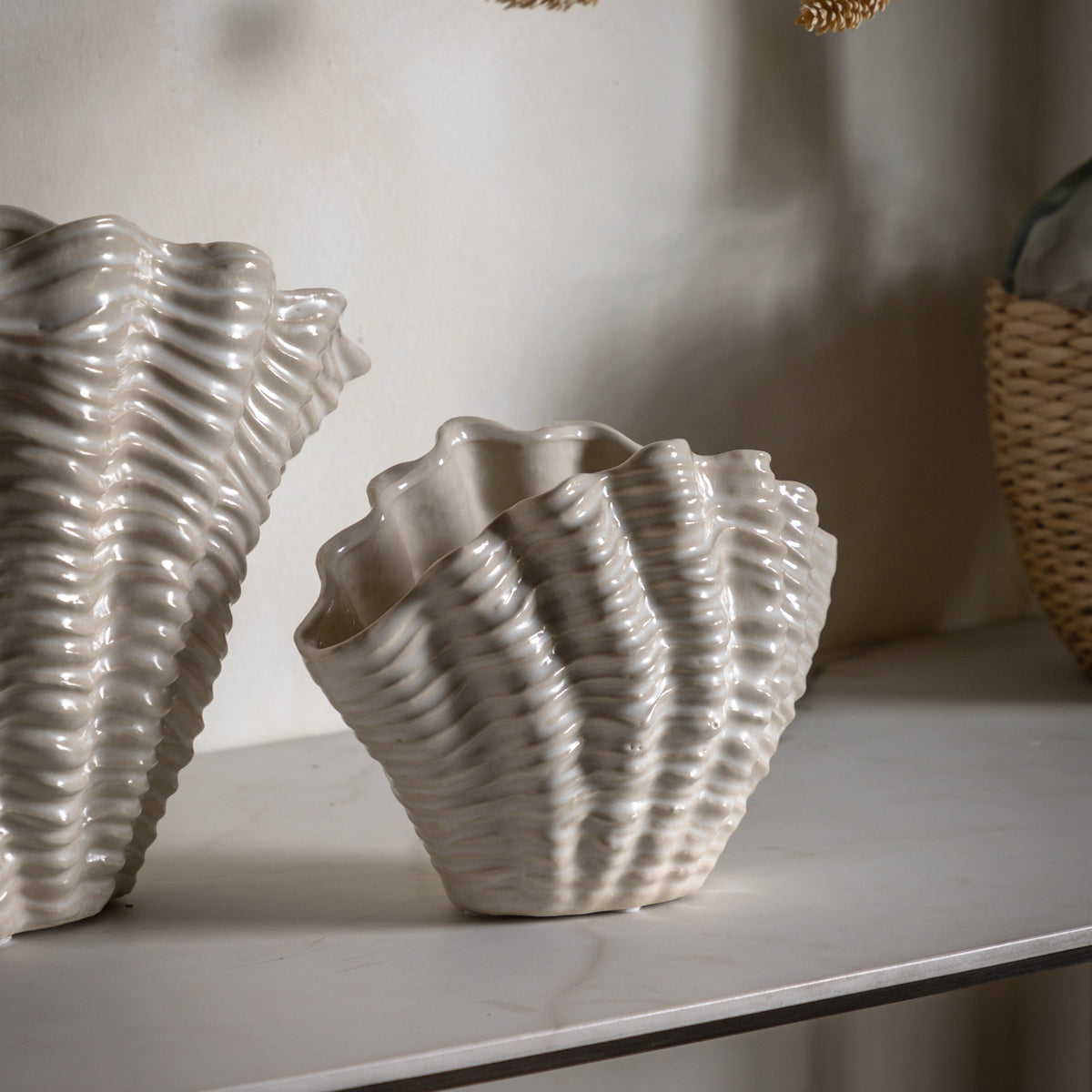 Briardowns Shell White Stone Vase | Small