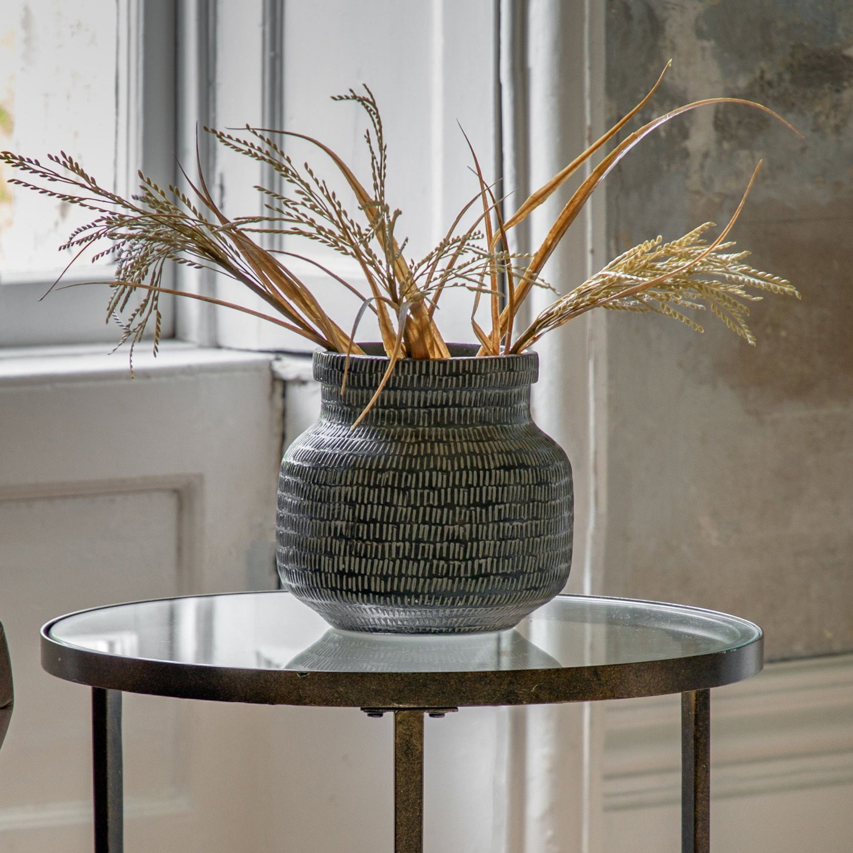 Benny Black Ceramic Vase Wide