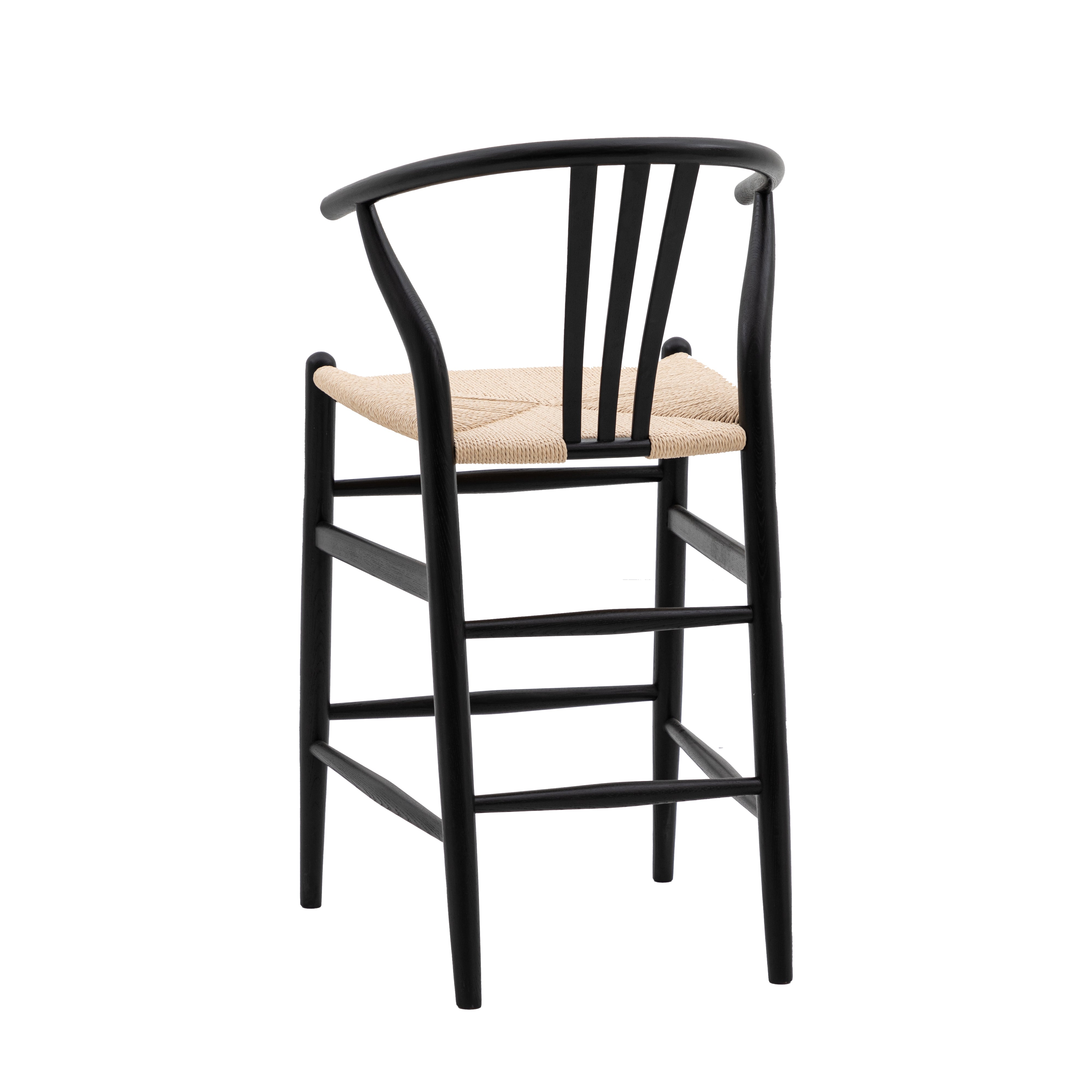 Set of 2 Courtney Rope & Black Oak Wood Bar Stool