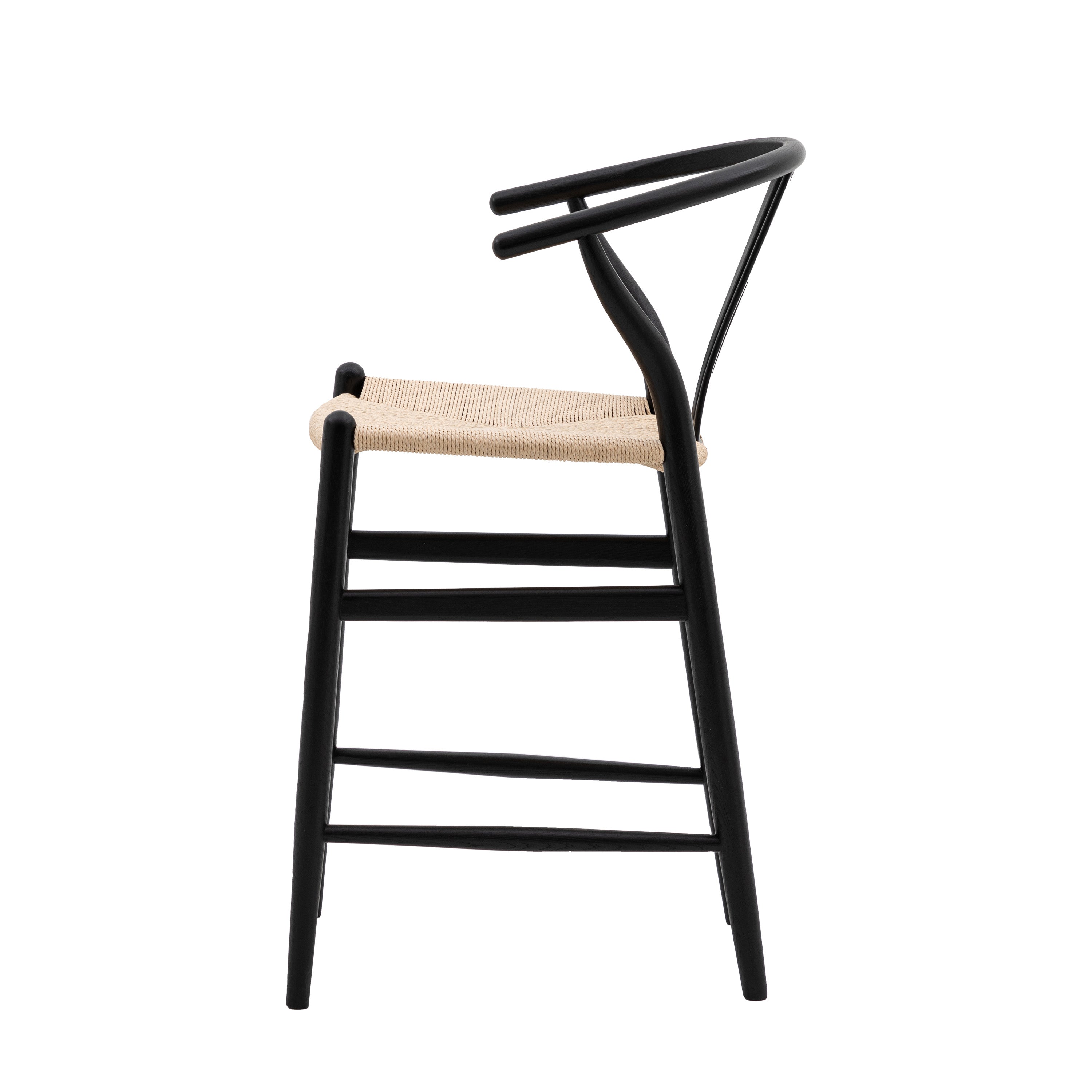 Set of 2 Courtney Rope & Black Oak Wood Bar Stool