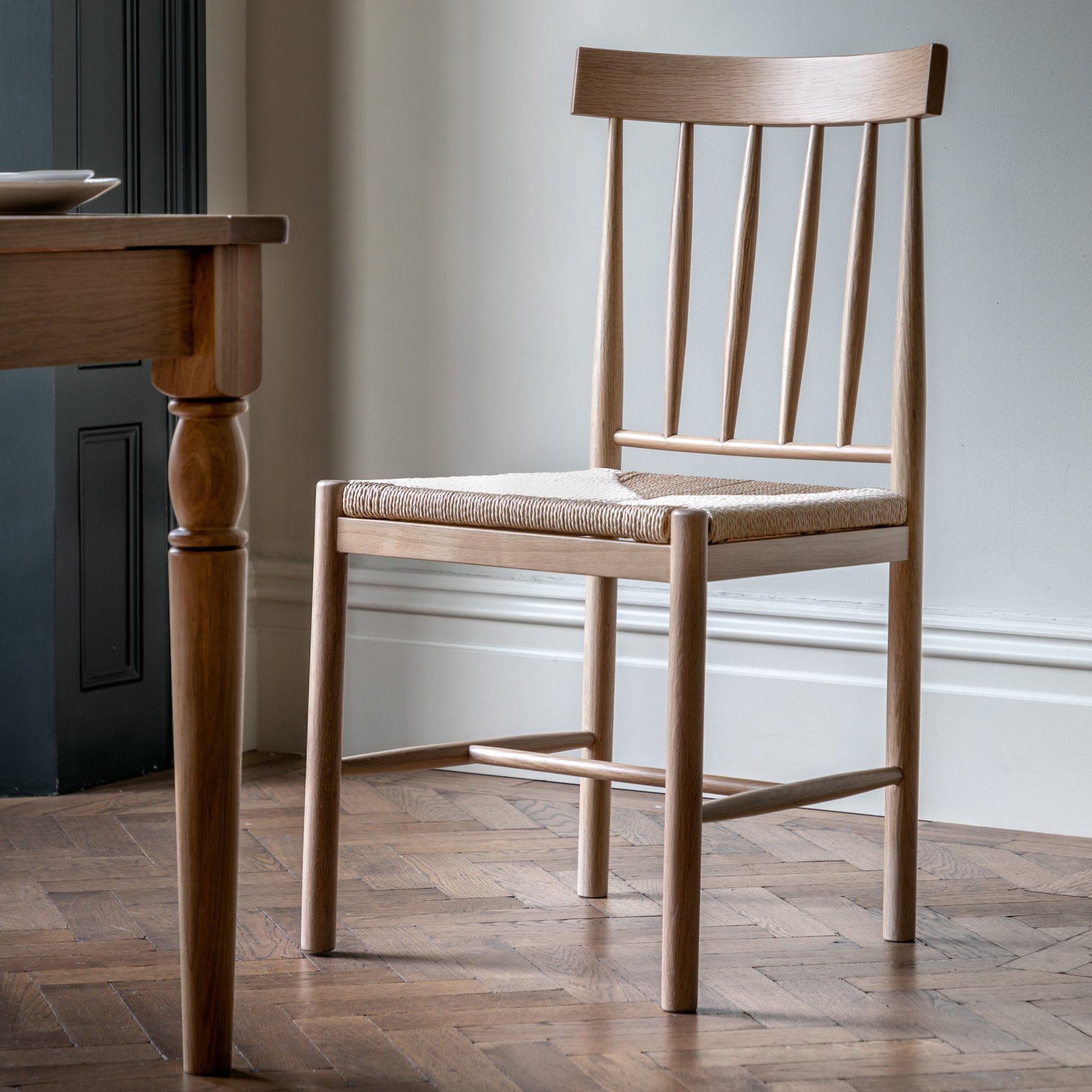 Set of 2 Radley Natural Oak Wood & Rope Dining Chair