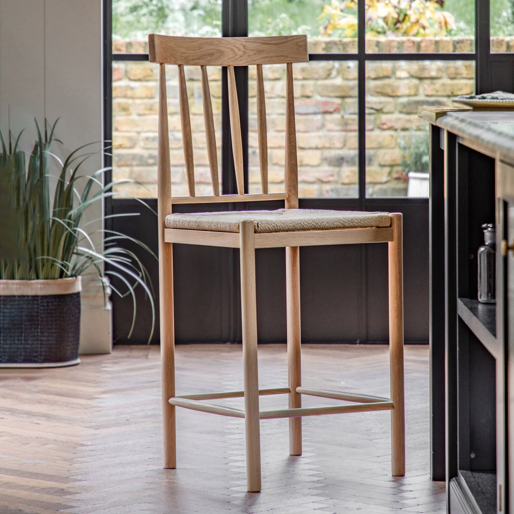 Set of 2 Radley Rope & Natural Oak Wood Bar Stool