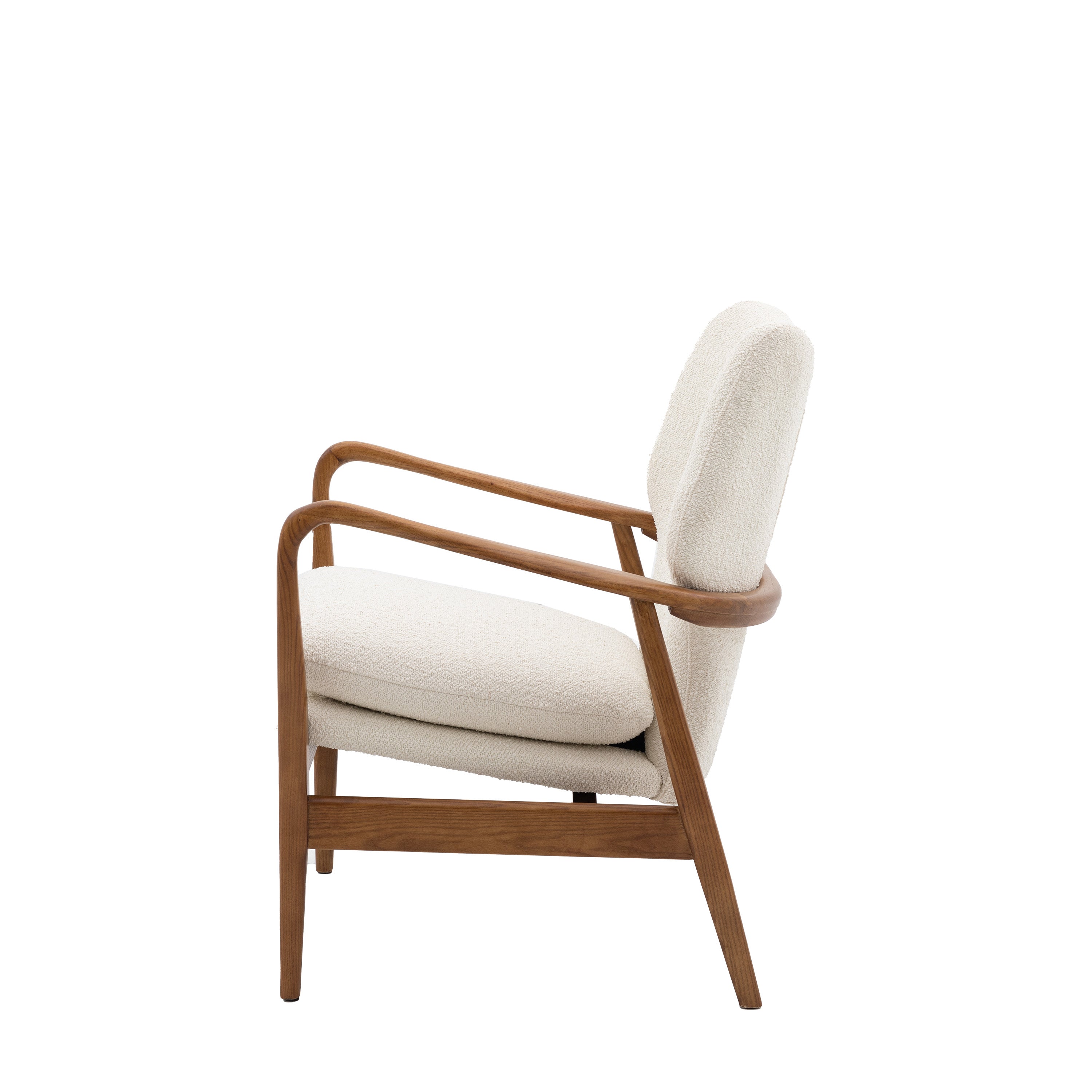 Frankie White Bouclé & Natural Wood Armchair
