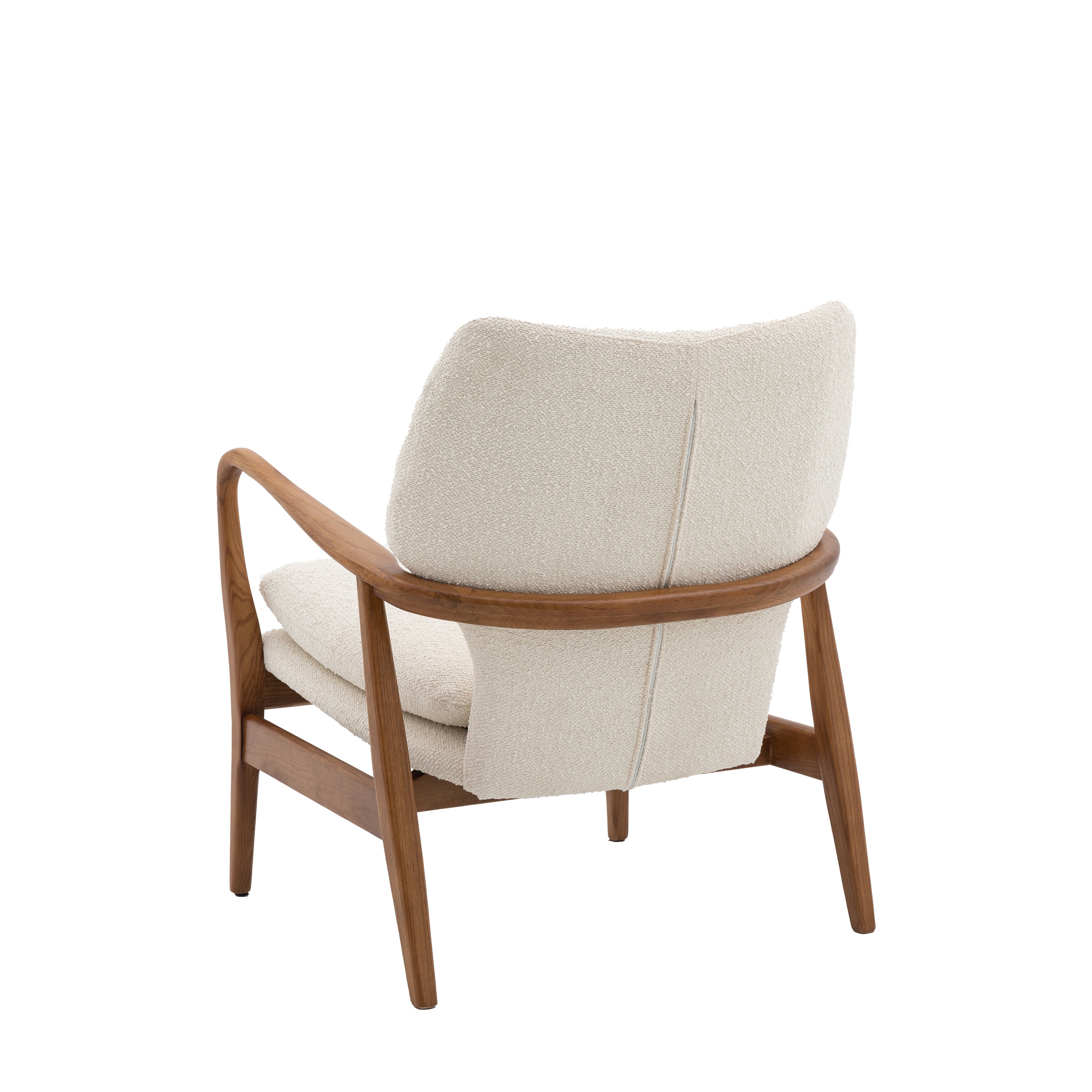 Frankie White Bouclé & Natural Wood Armchair