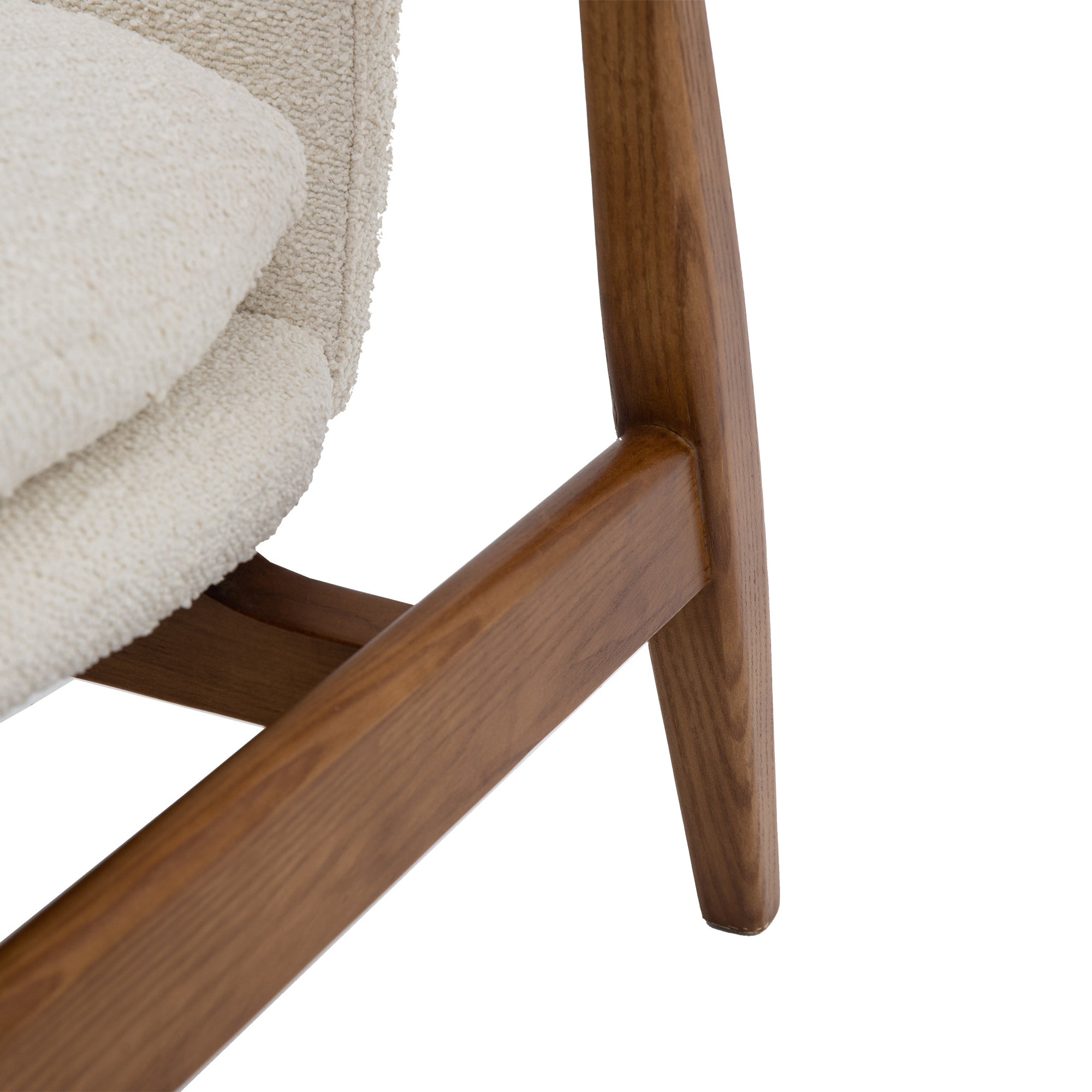 Frankie White Bouclé & Natural Wood Armchair