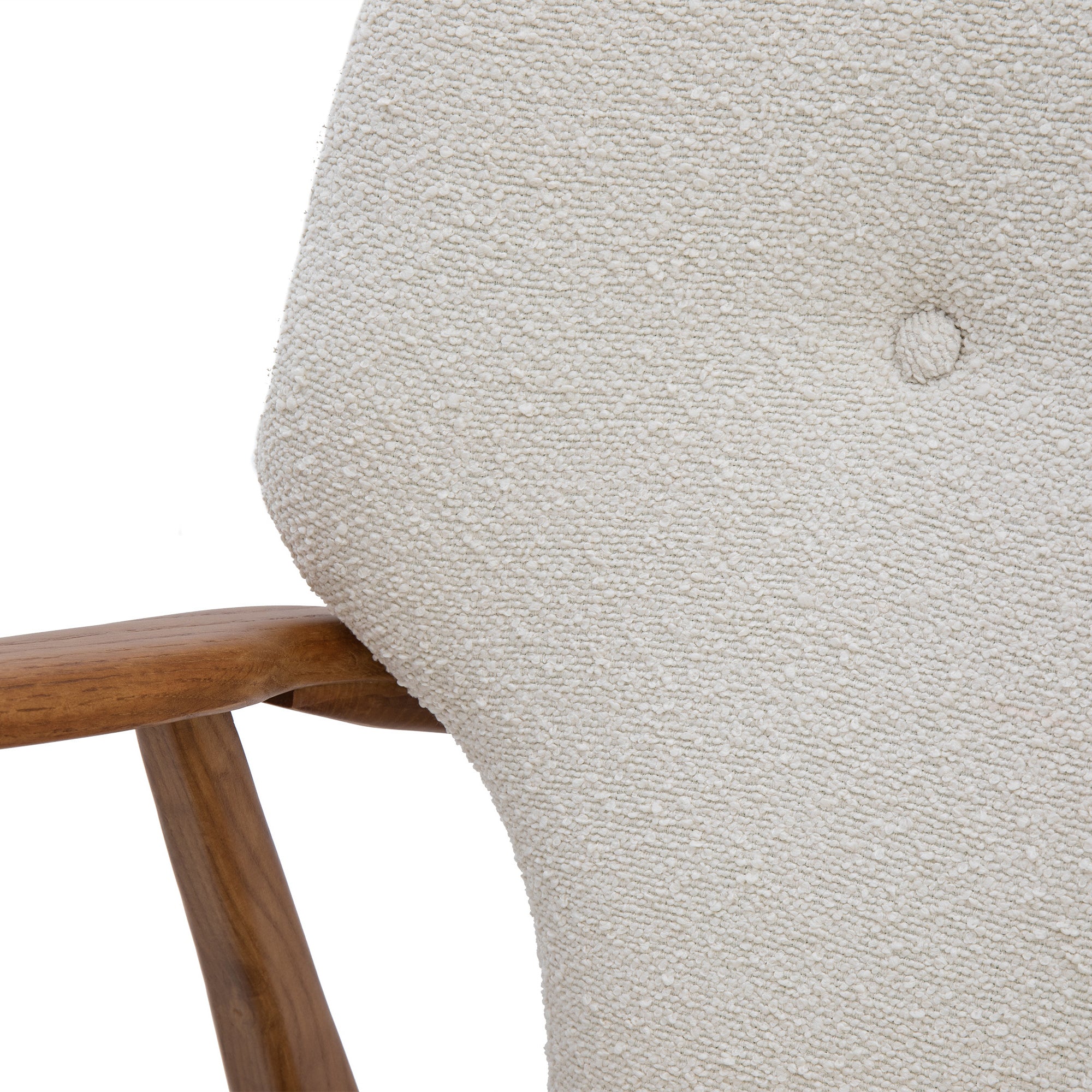 Frankie White Bouclé & Natural Wood Armchair