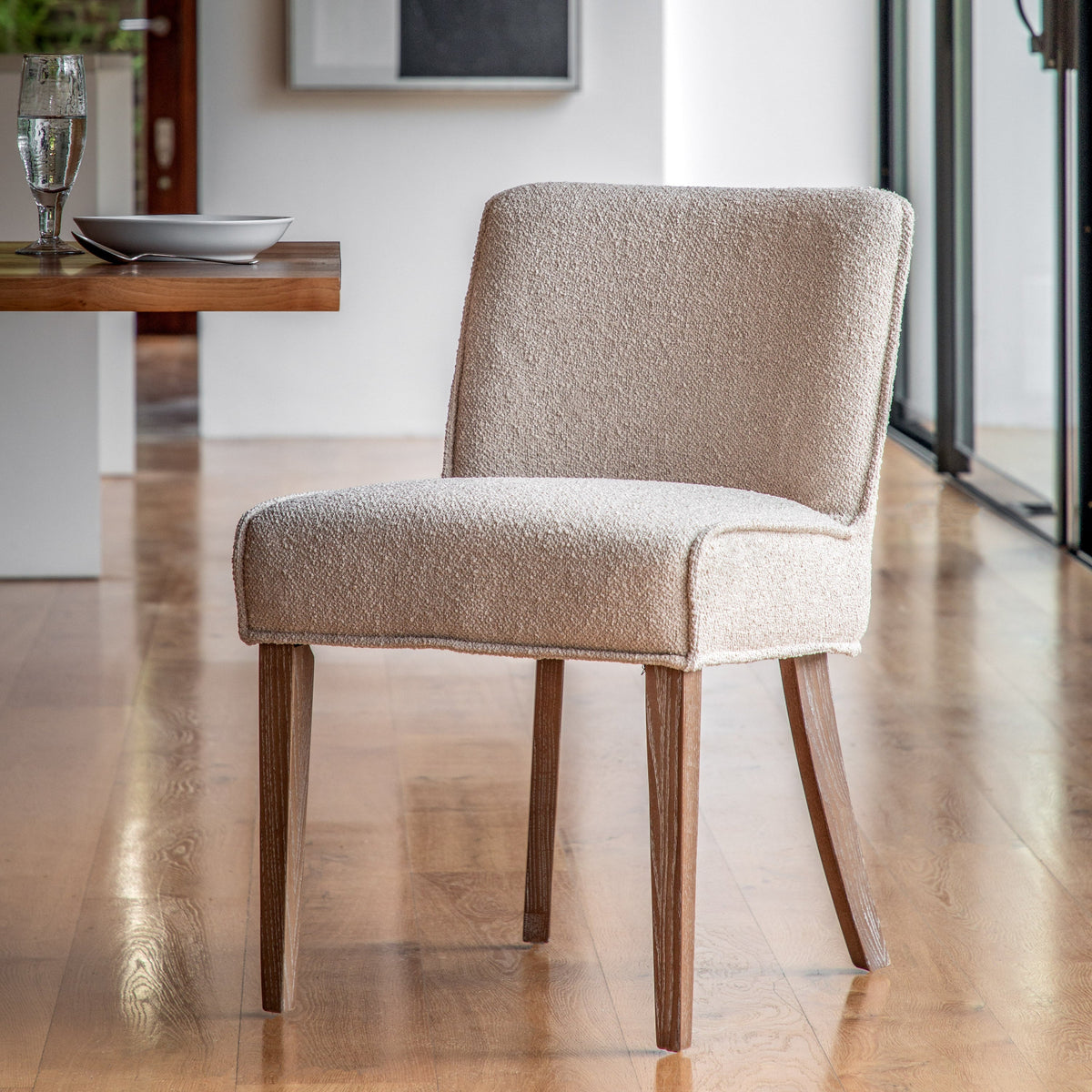 Set of 2 Kirk Cream Bouclé & Wood Dining Chair