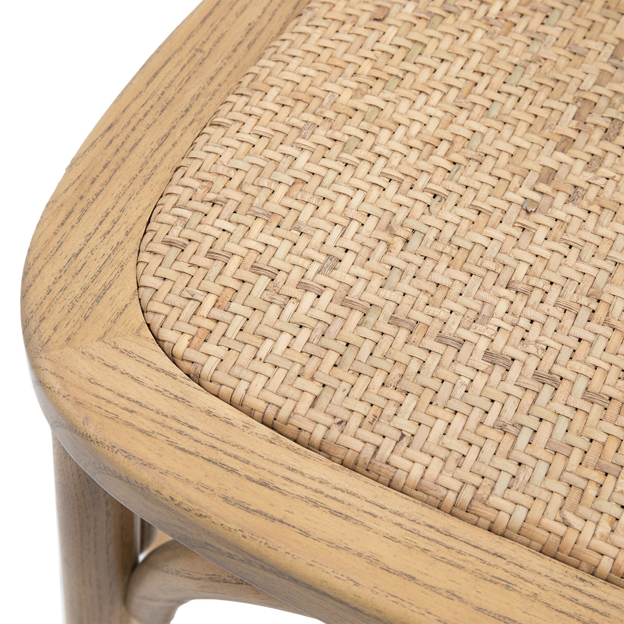 Set of 2 Aspen Natural Wood & Natural Rattan Stool