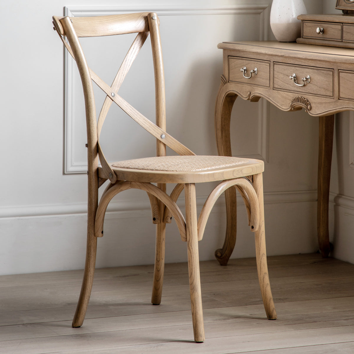 Set of 2 Aspen Natural Oak Wood & Rattan Dining Chair