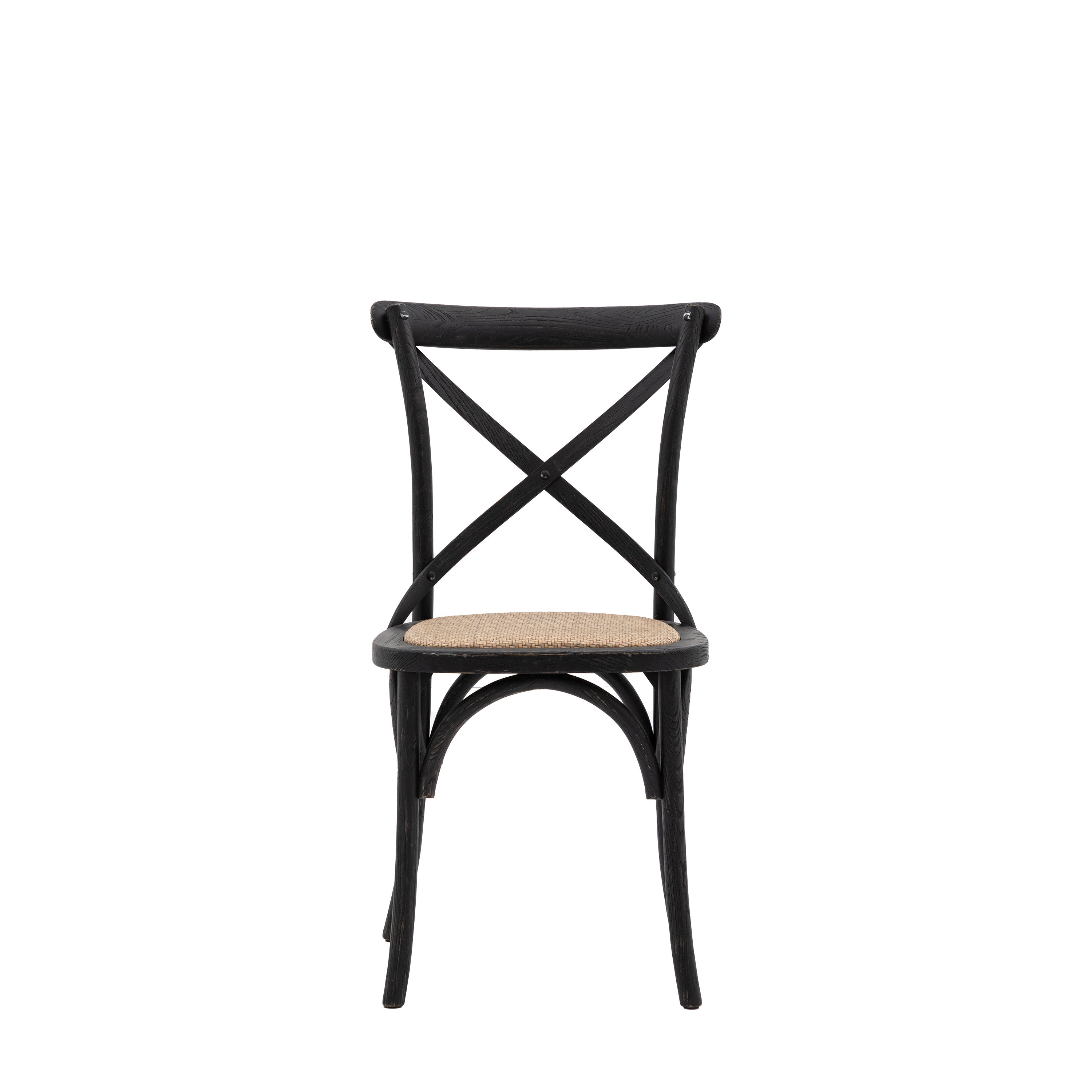 Set of 2 Aspen Black Oak Wood & Rattan Dining Chair
