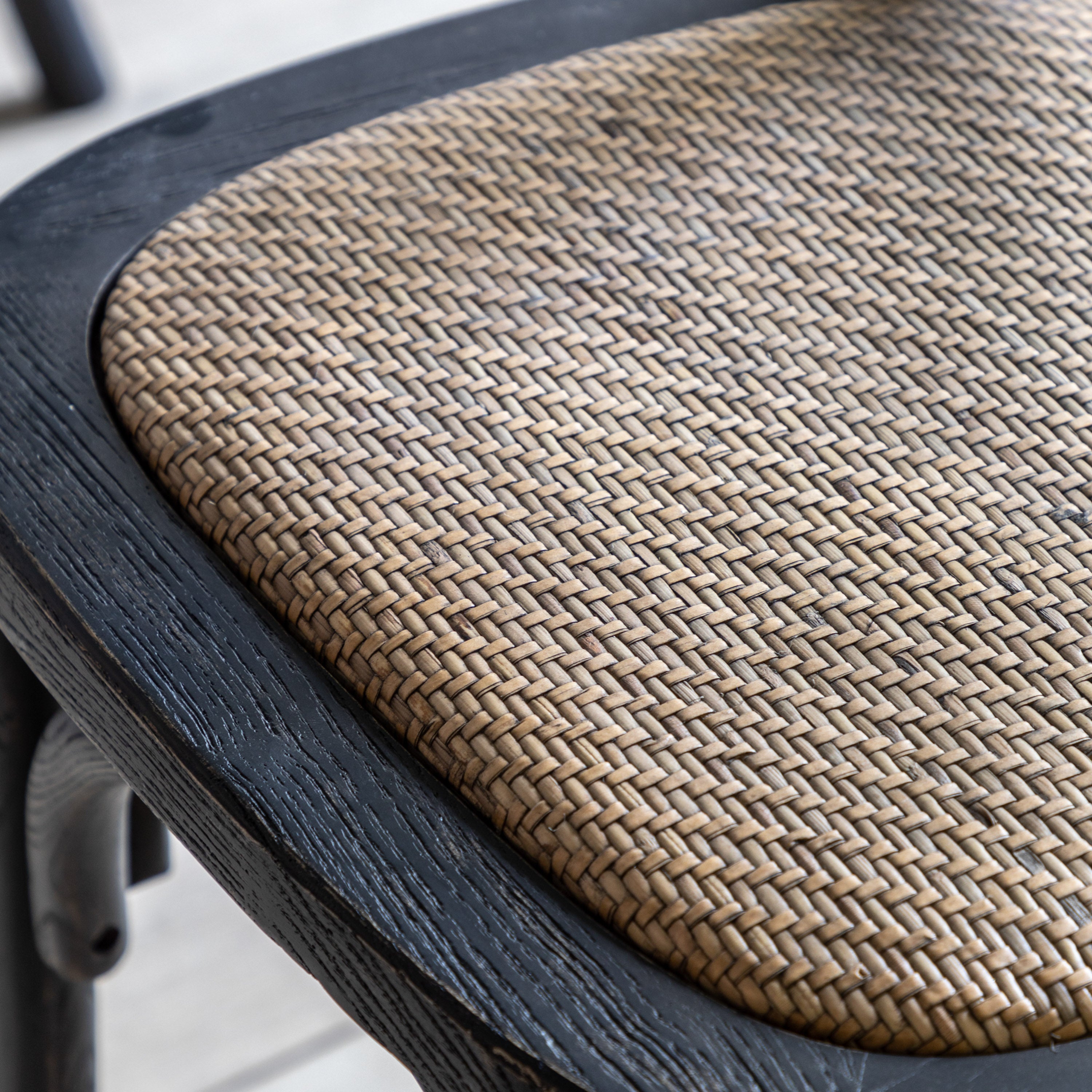 Set of 2 Aspen Black Oak Wood & Rattan Dining Chair