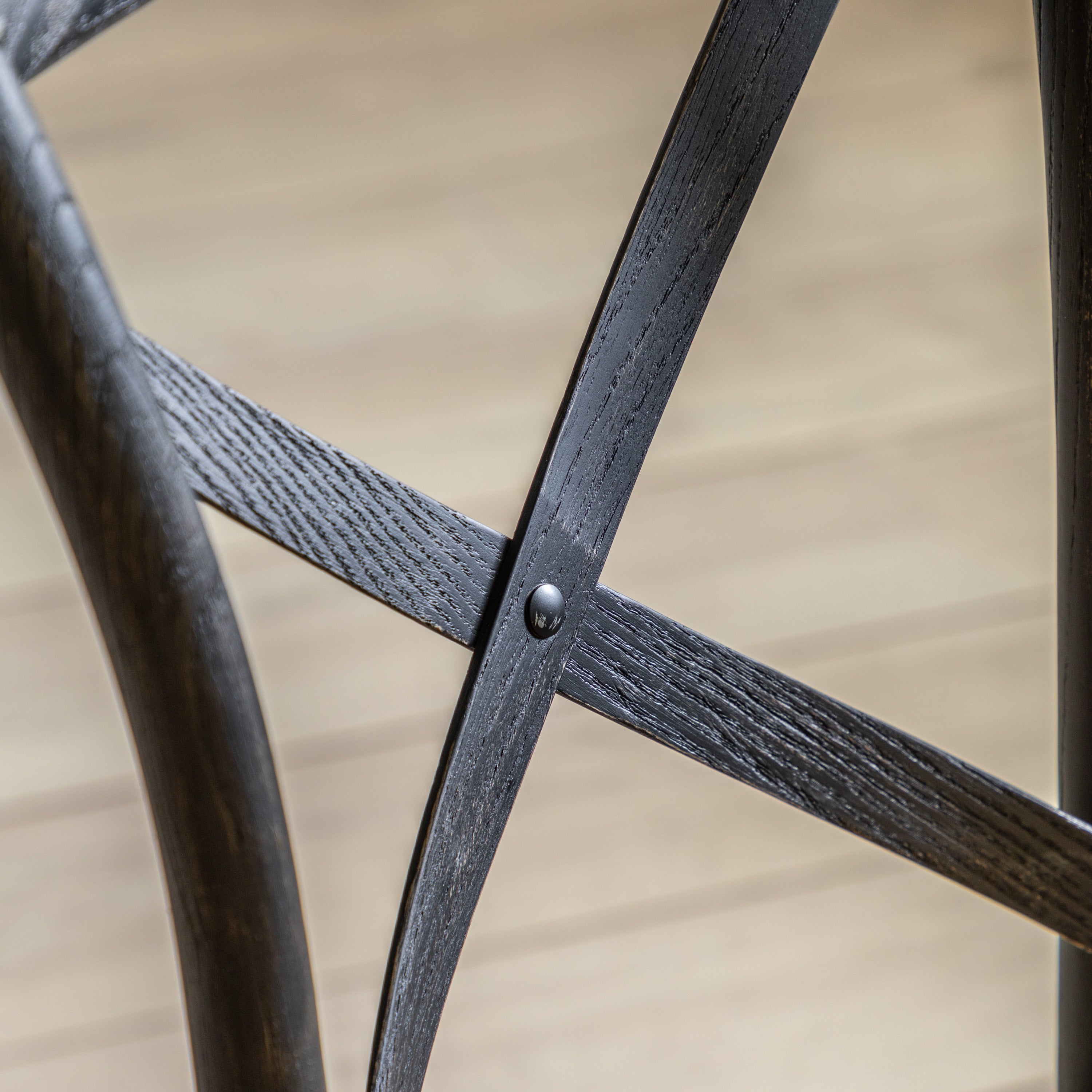Set of 2 Aspen Black Oak Wood & Rattan Dining Chair