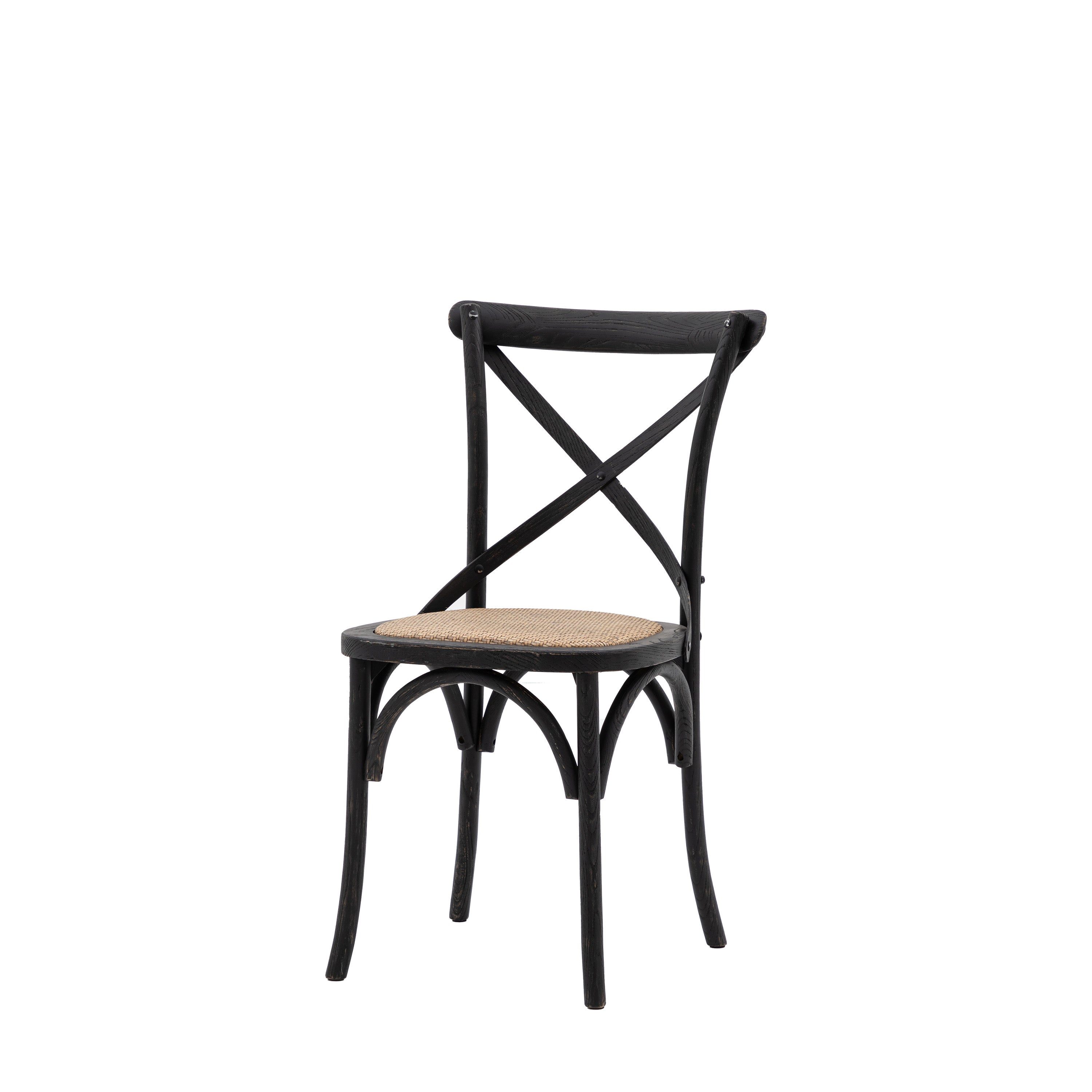 Set of 2 Aspen Black Oak Wood & Rattan Dining Chair