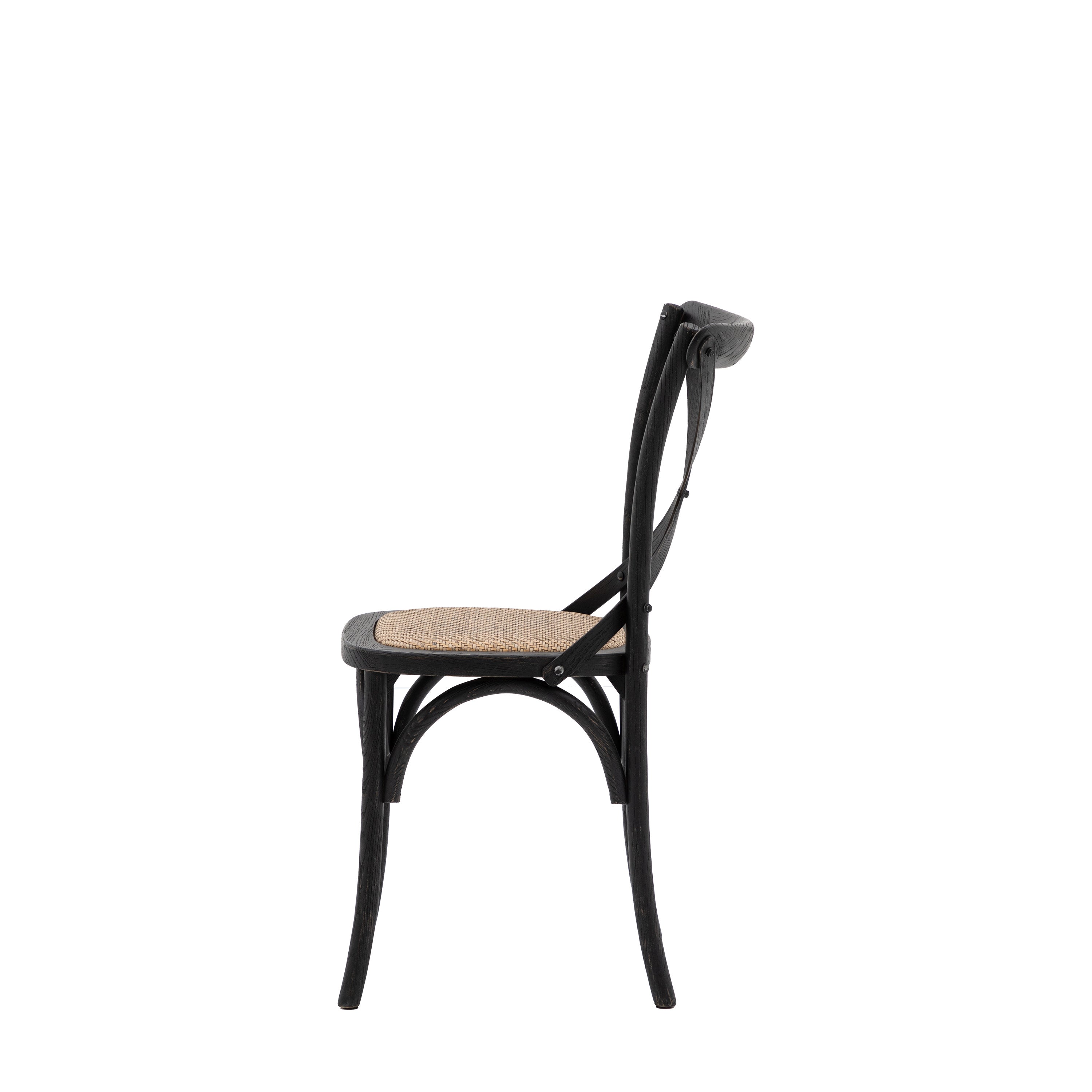 Set of 2 Aspen Black Oak Wood & Rattan Dining Chair