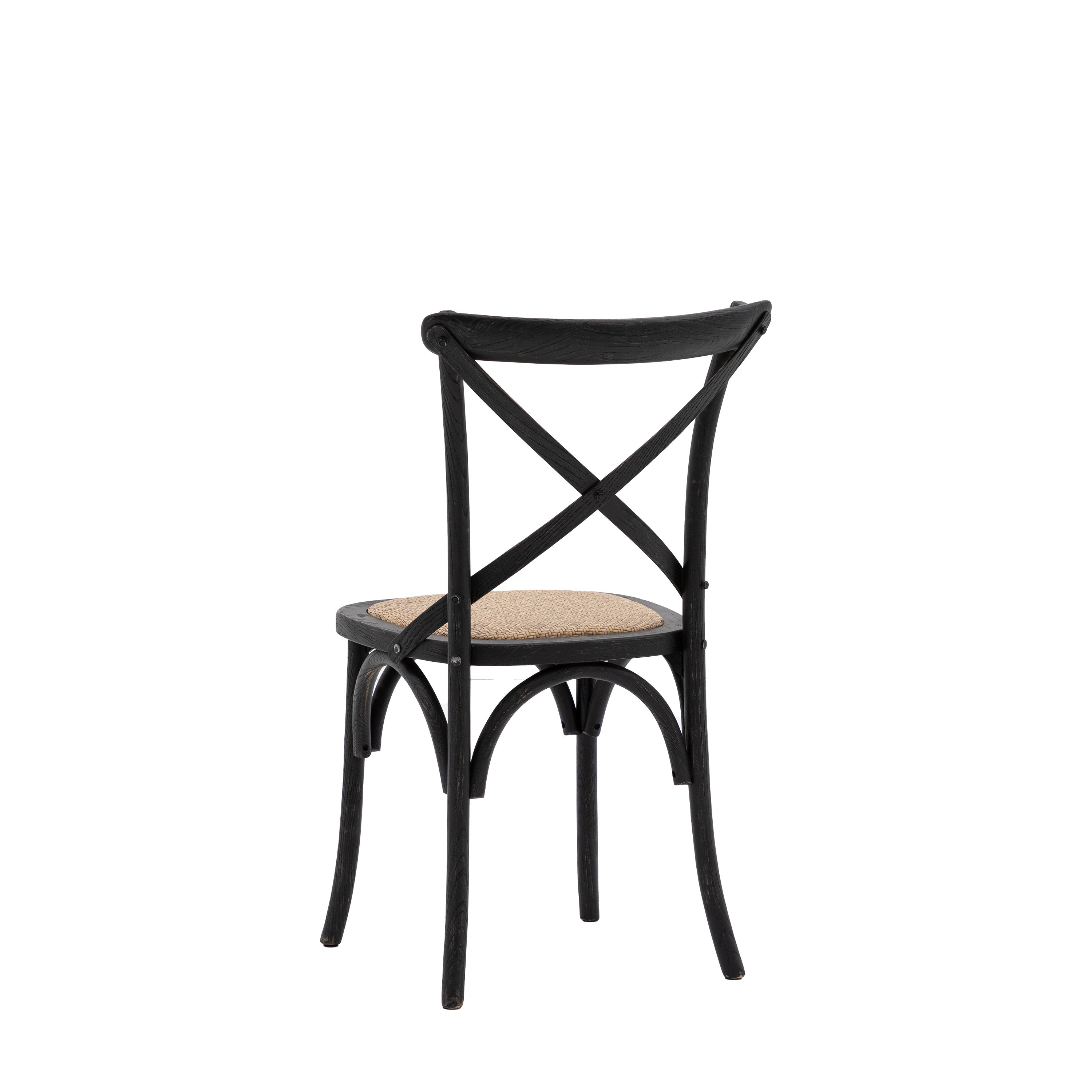 Set of 2 Aspen Black Oak Wood & Rattan Dining Chair