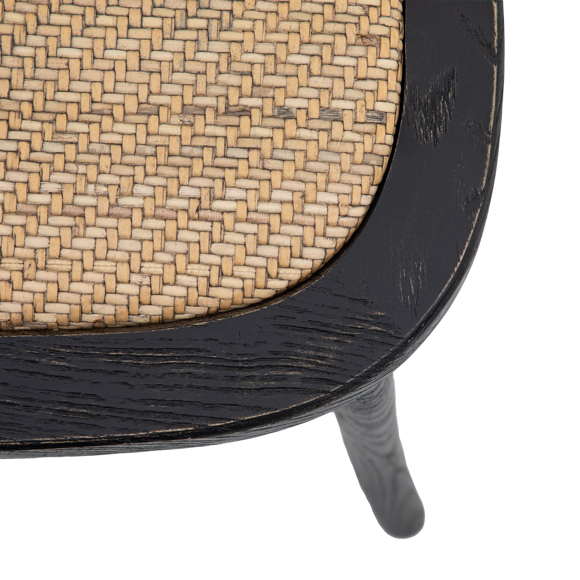 Set of 2 Aspen Black Oak Wood & Rattan Dining Chair