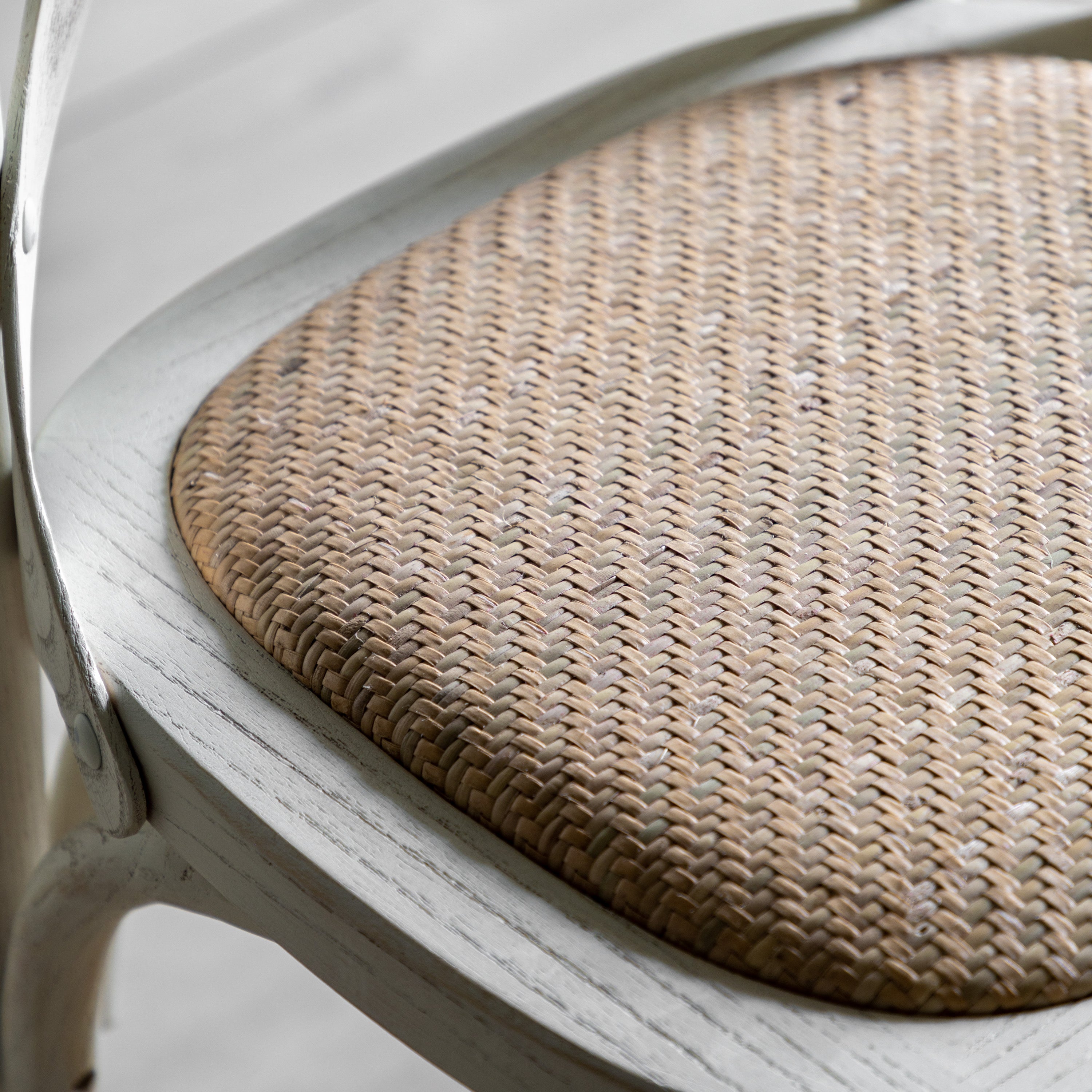 Set of 2 Aspen White Oak Wood & Rattan Dining Chair