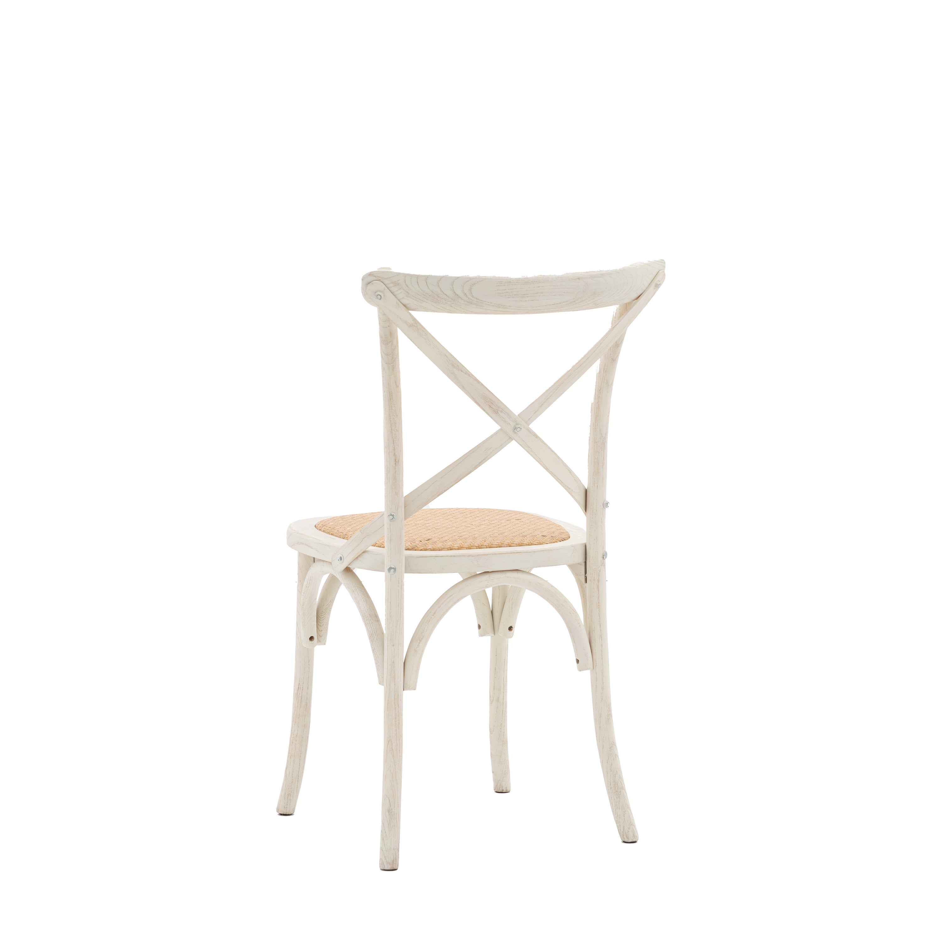 Set of 2 Aspen White Oak Wood & Rattan Dining Chair