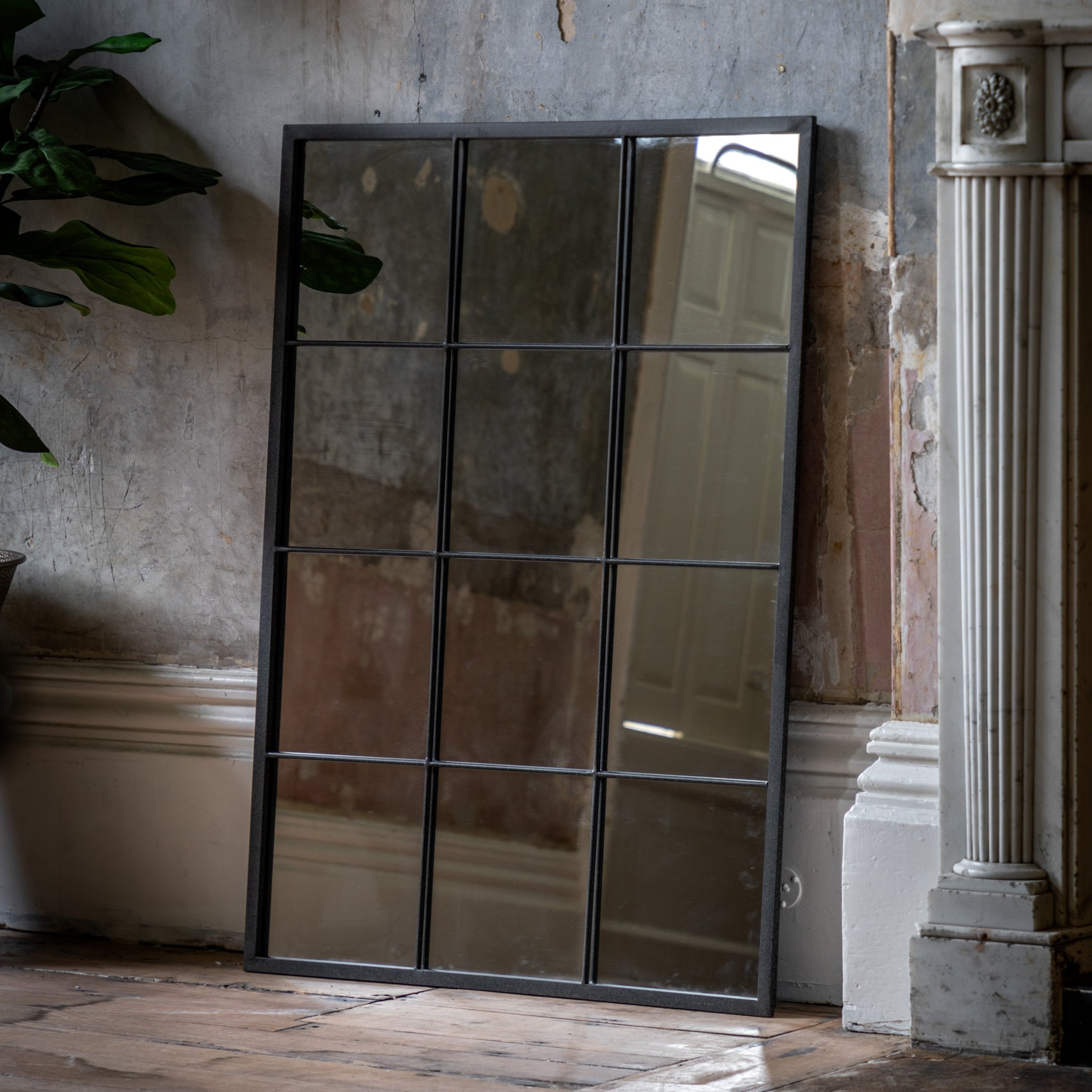 Telford Black Window Mirror Large