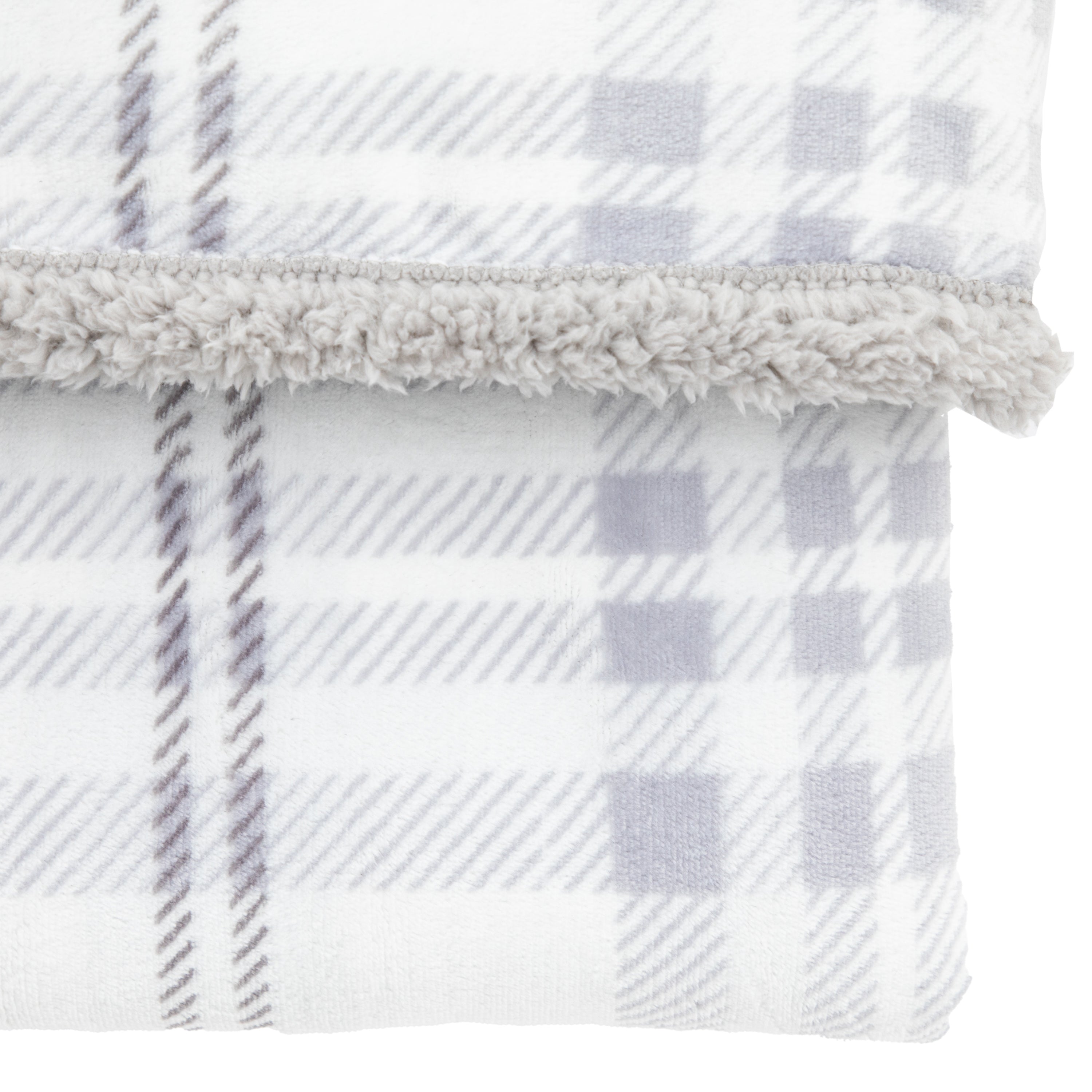 Tartan Checked Sherpa Grey Throw