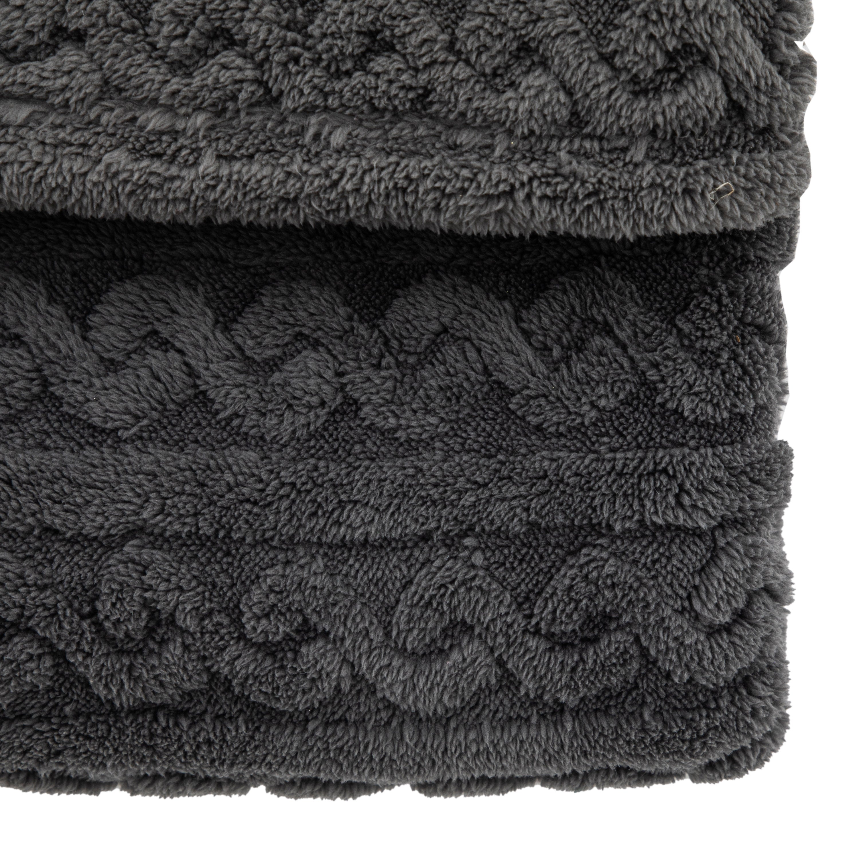 Textures Twist Knit Grey Throw