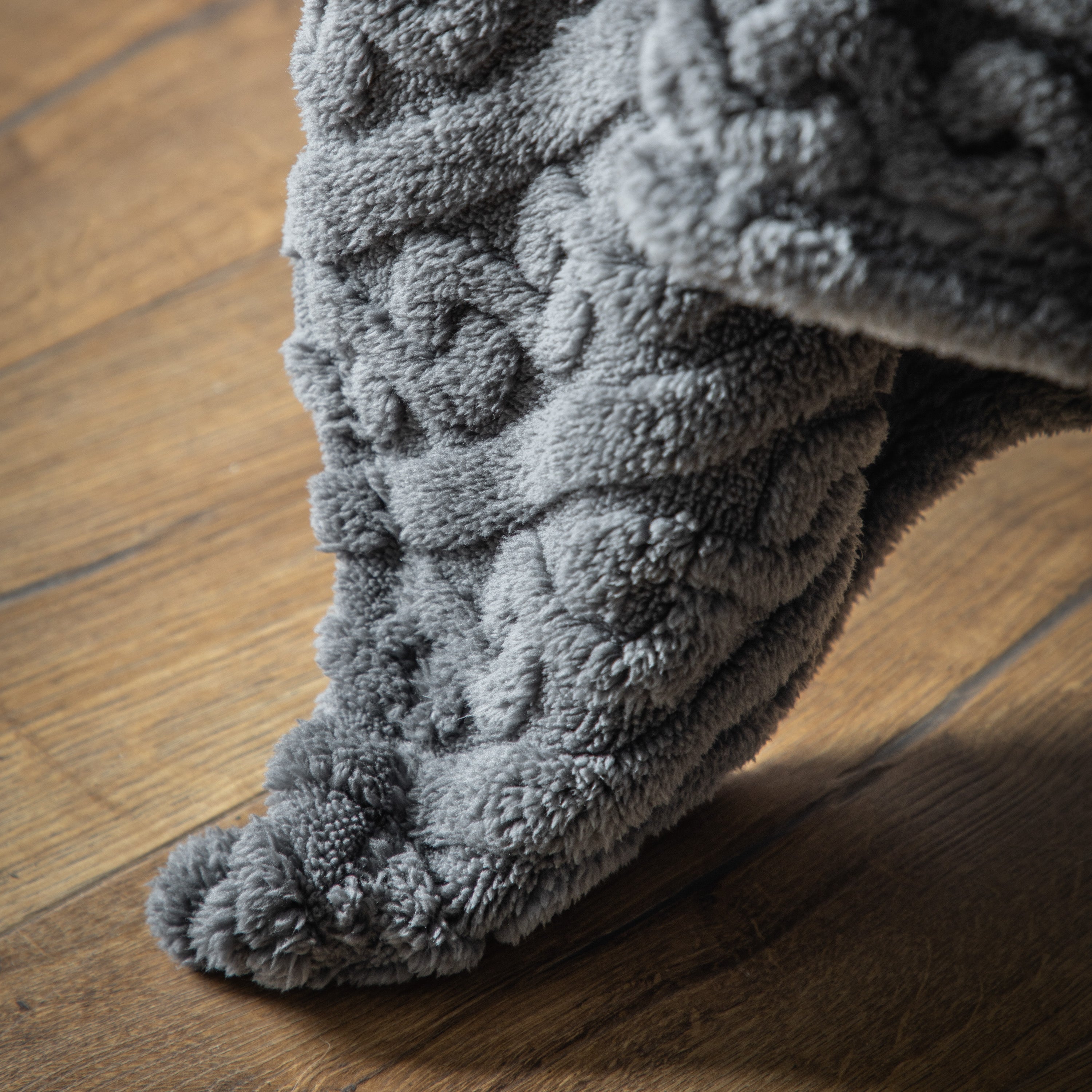 Textures Twist Knit Grey Throw