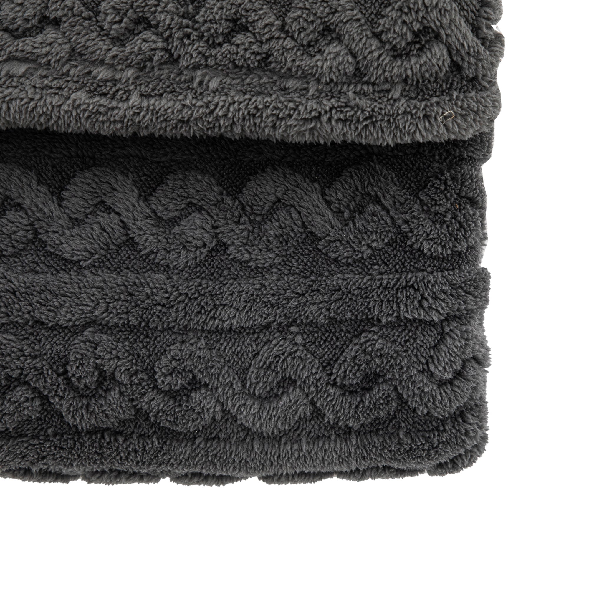 Textures Twist Knit Grey Throw