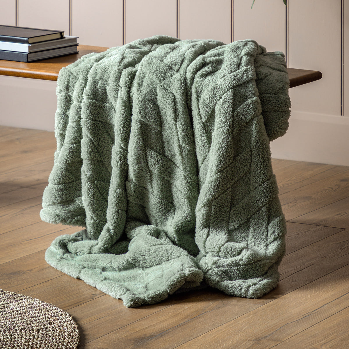 Bellwoods Cross Knit Aspen Green Throw