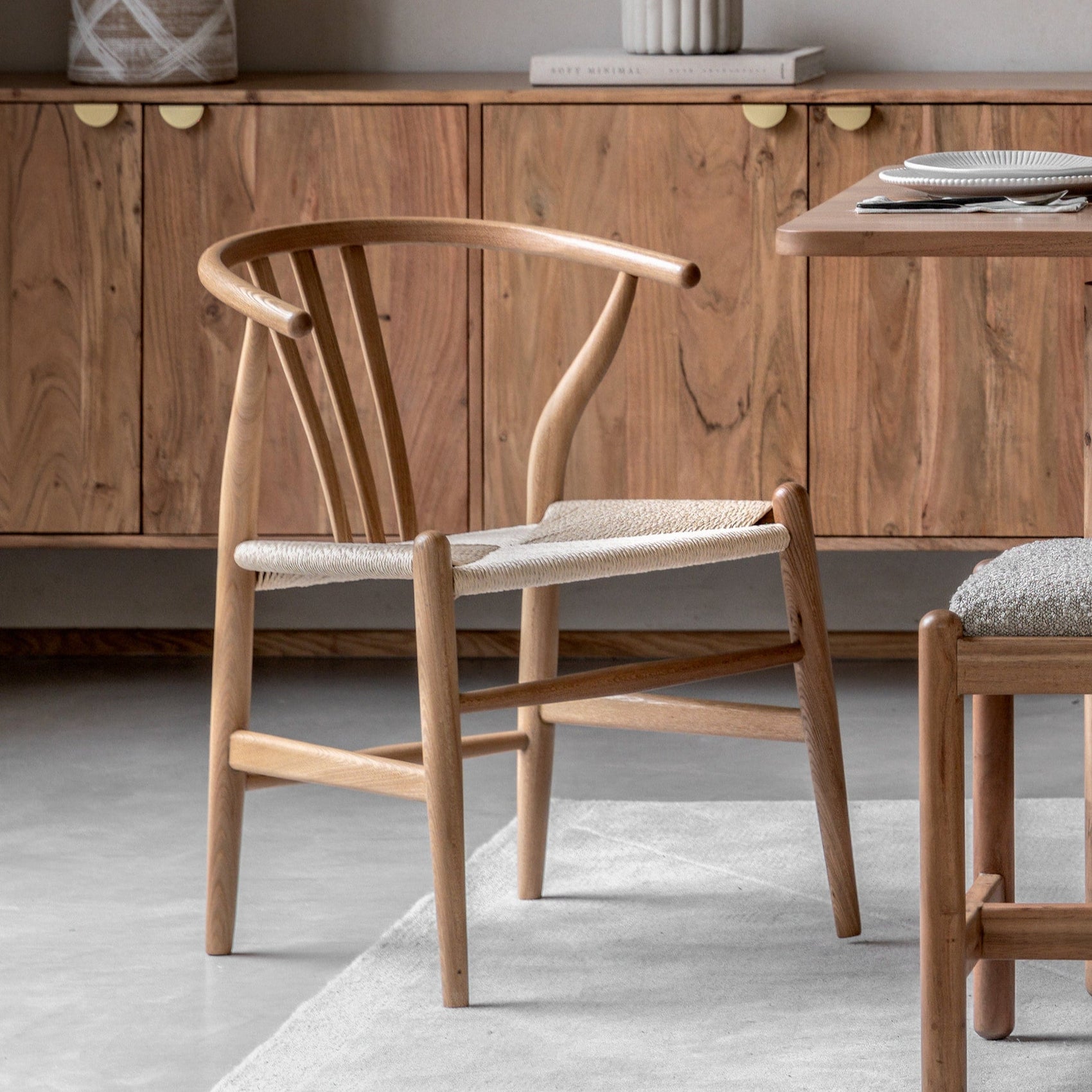 Set of 2 Courtney Natural Oak Wood & Rope Dining Chair