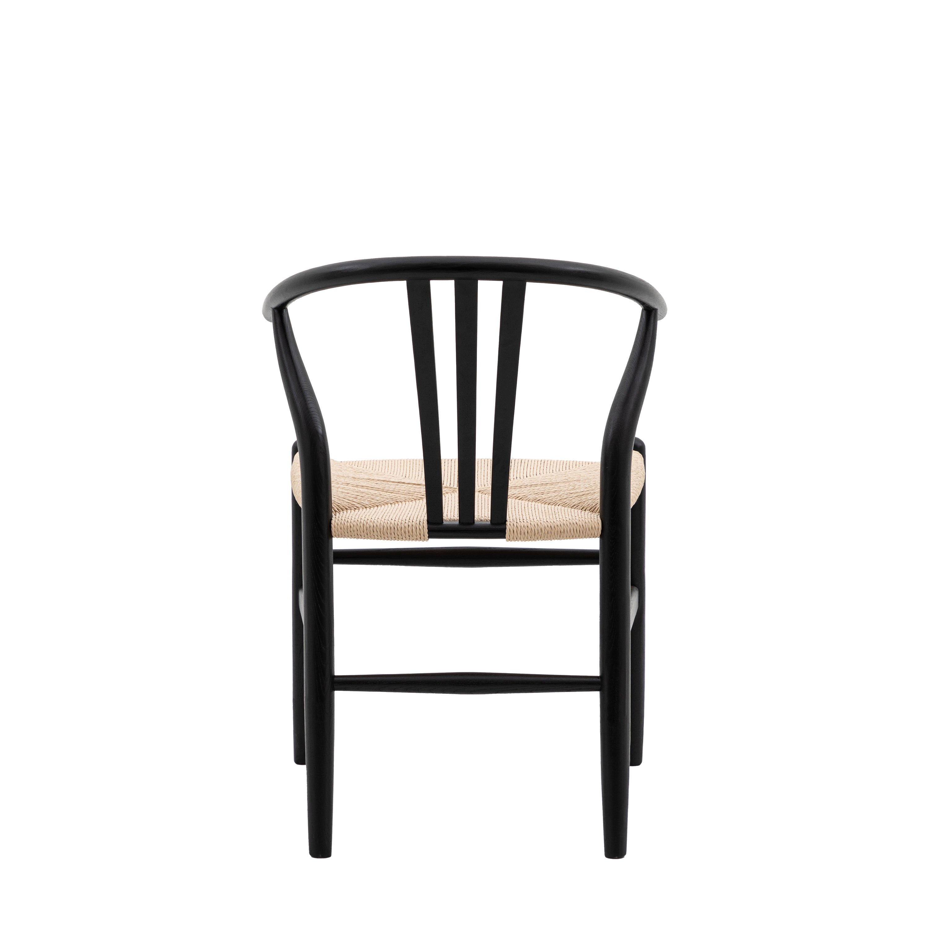 Set of 2 Courtney Black Oak Wood & Rope Dining Chair