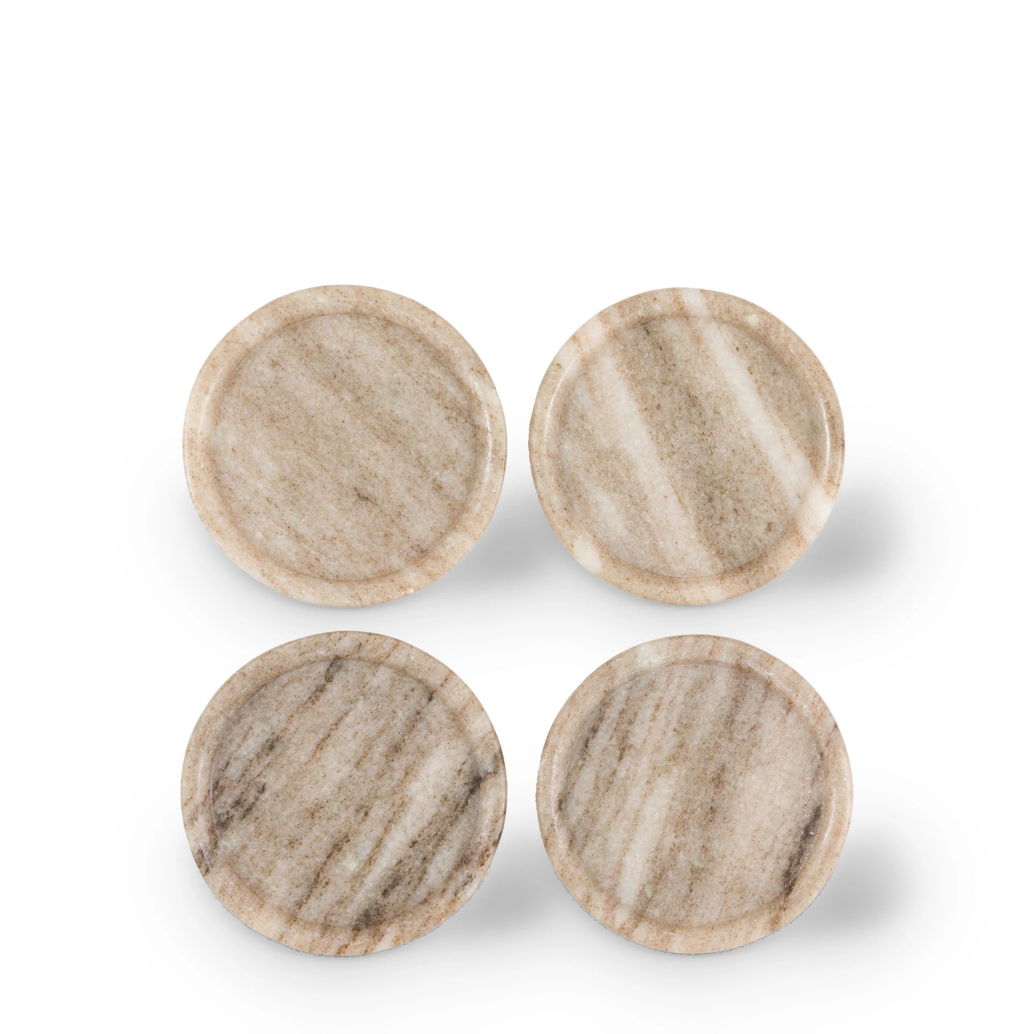 Set of 4 Amberwoods Round Beige Marble Coasters