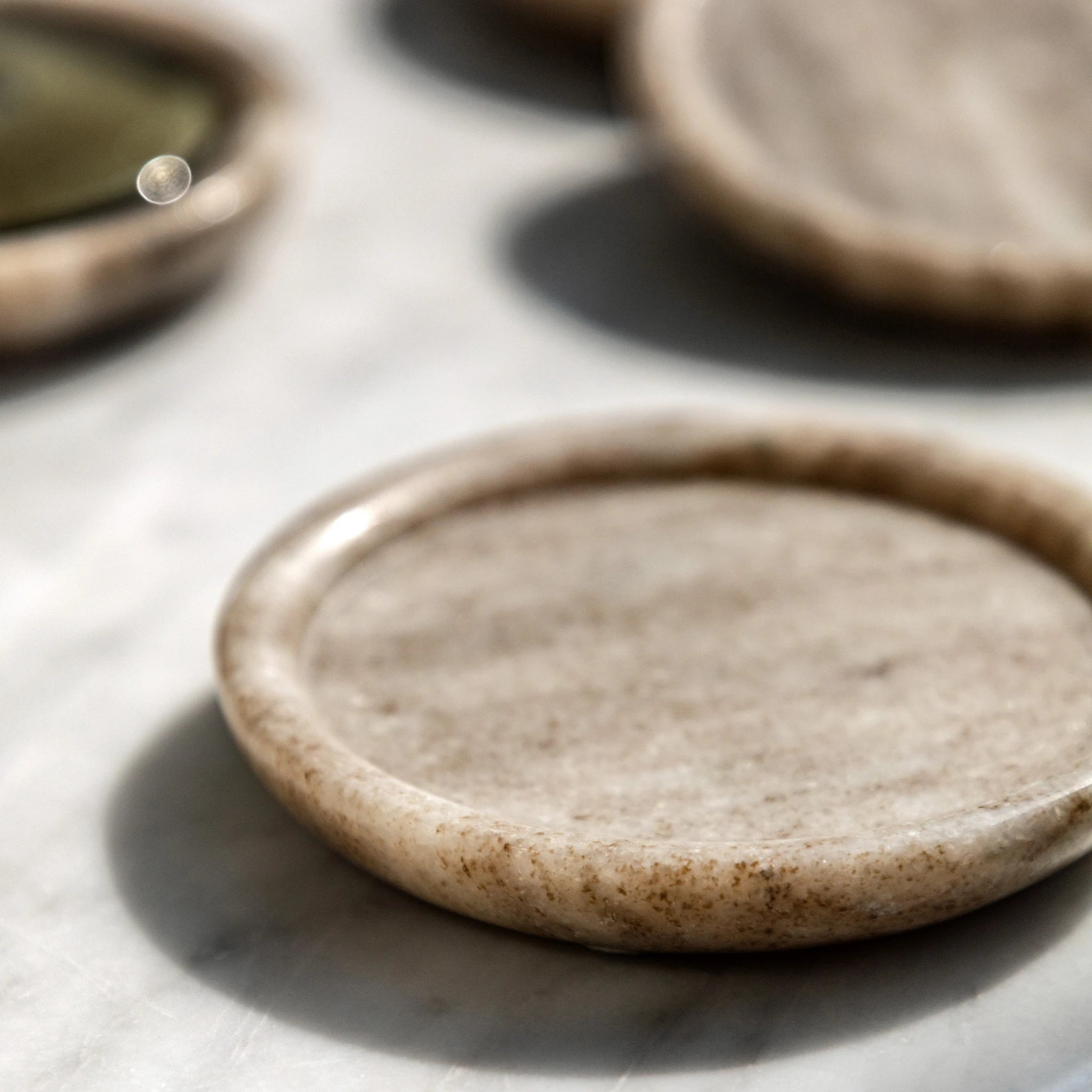 Set of 4 Amberwoods Round Beige Marble Coasters