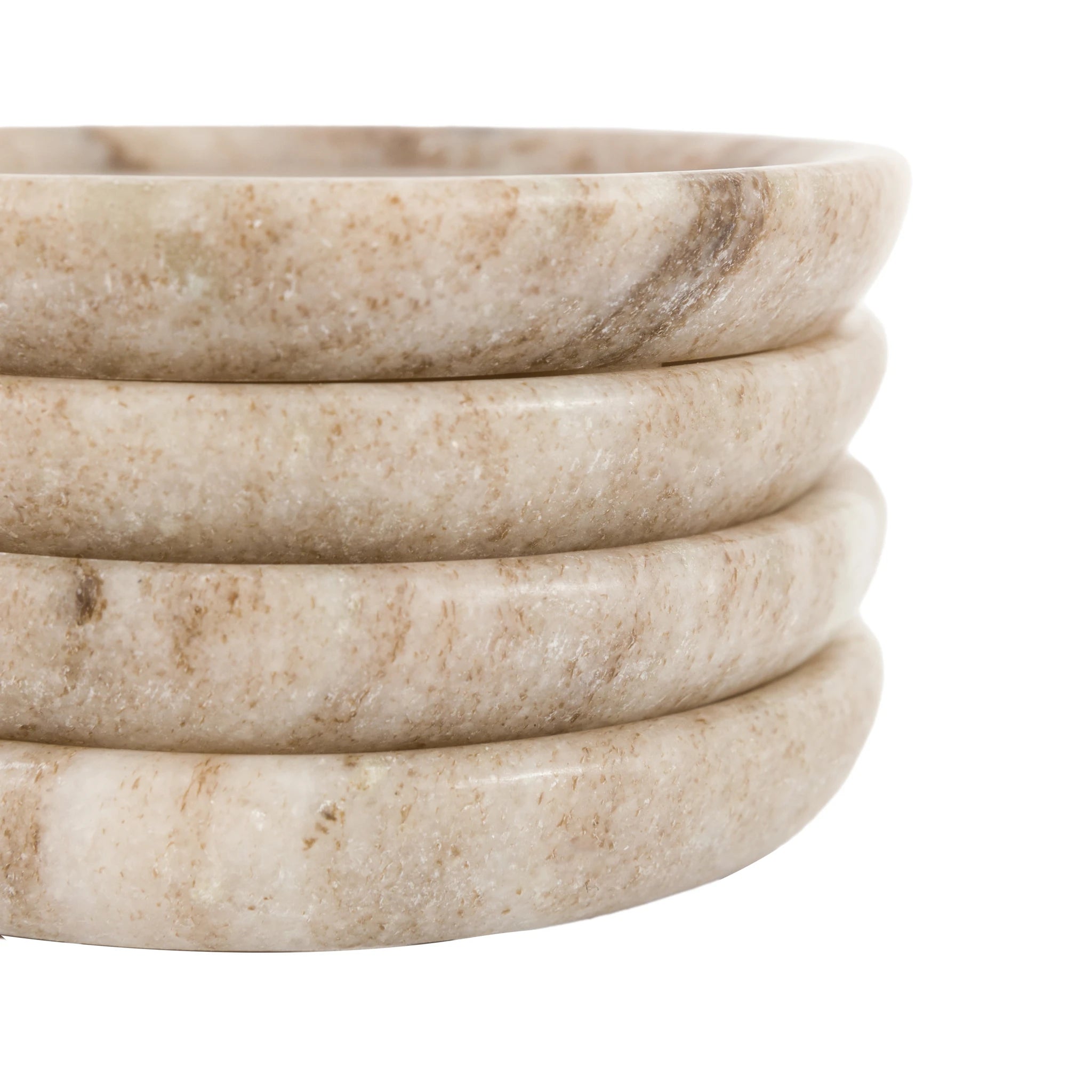 Set of 4 Amberwoods Round Beige Marble Coasters