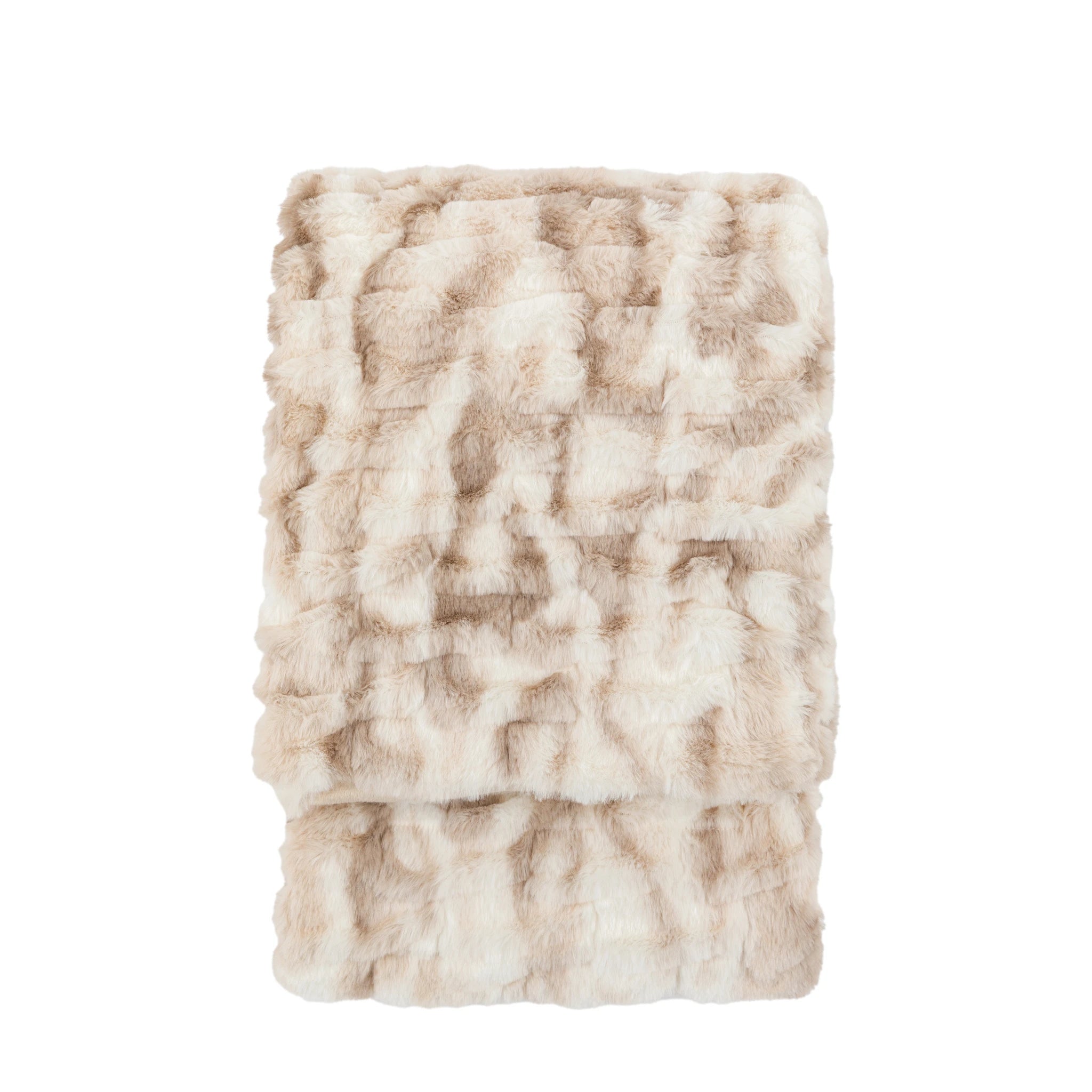 Velvette Deco Luxe Ruched Faux Fur Cream Throw