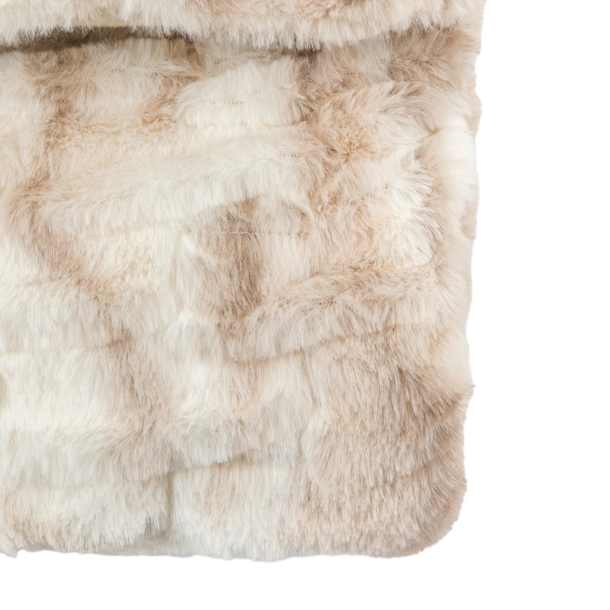 Velvette Deco Luxe Ruched Faux Fur Cream Throw