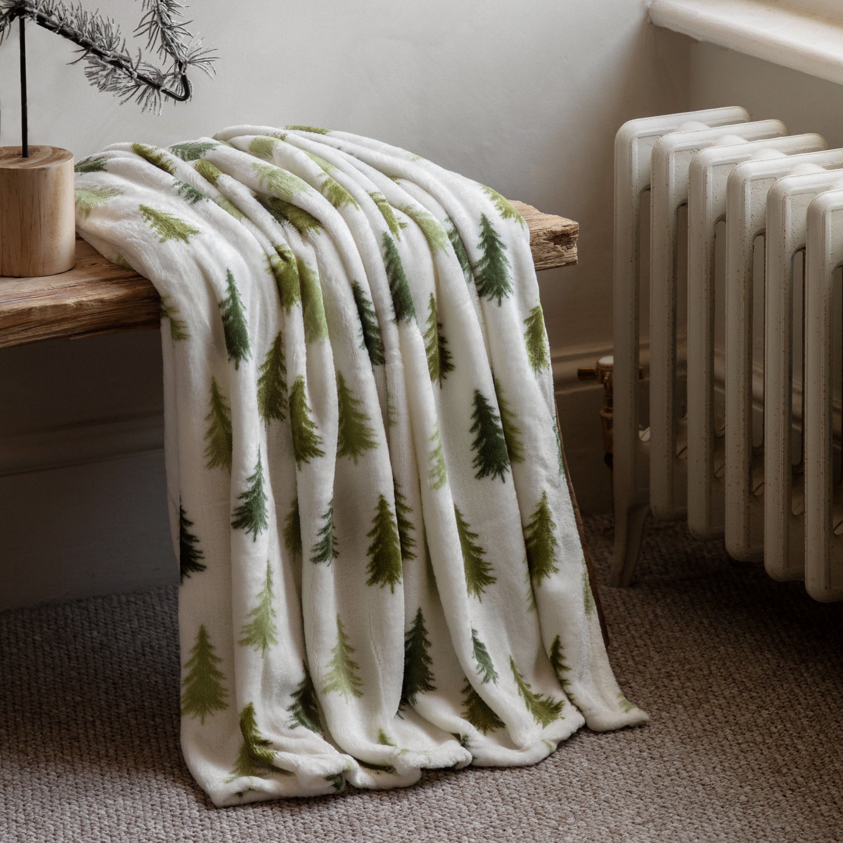 Alderrow Woodland Tree Printed Fleece Throw