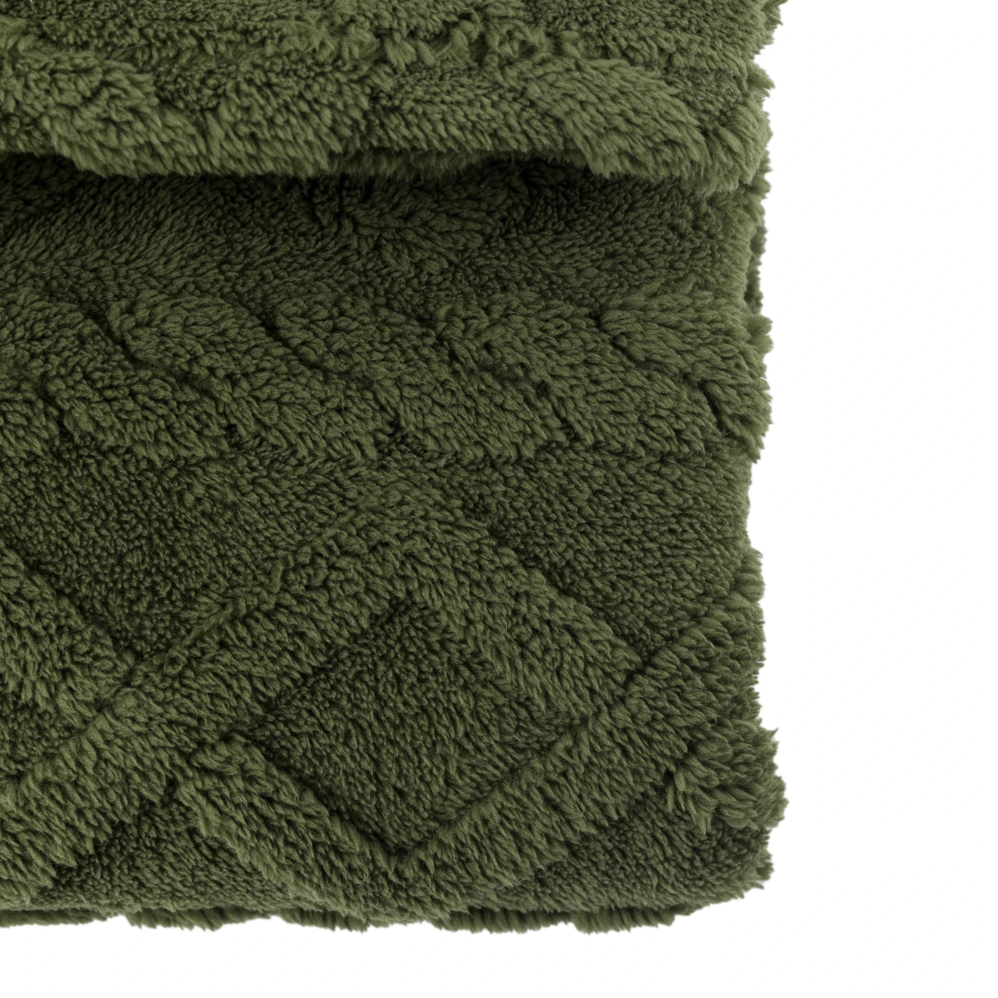 Alderrow Woodland Cable Knit Forest Green Throw