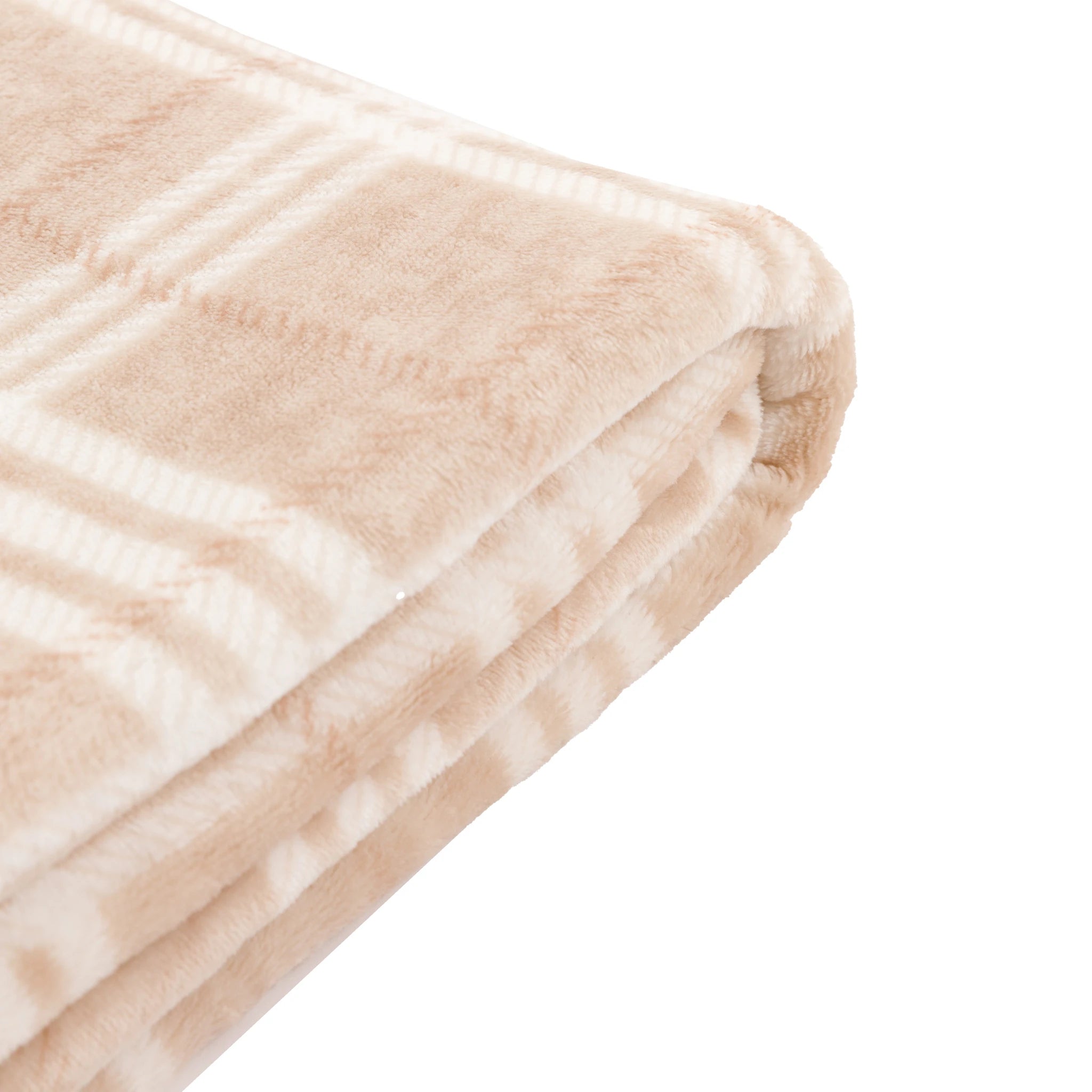 Harlewood Rolled Fleece Almond Beige Throw