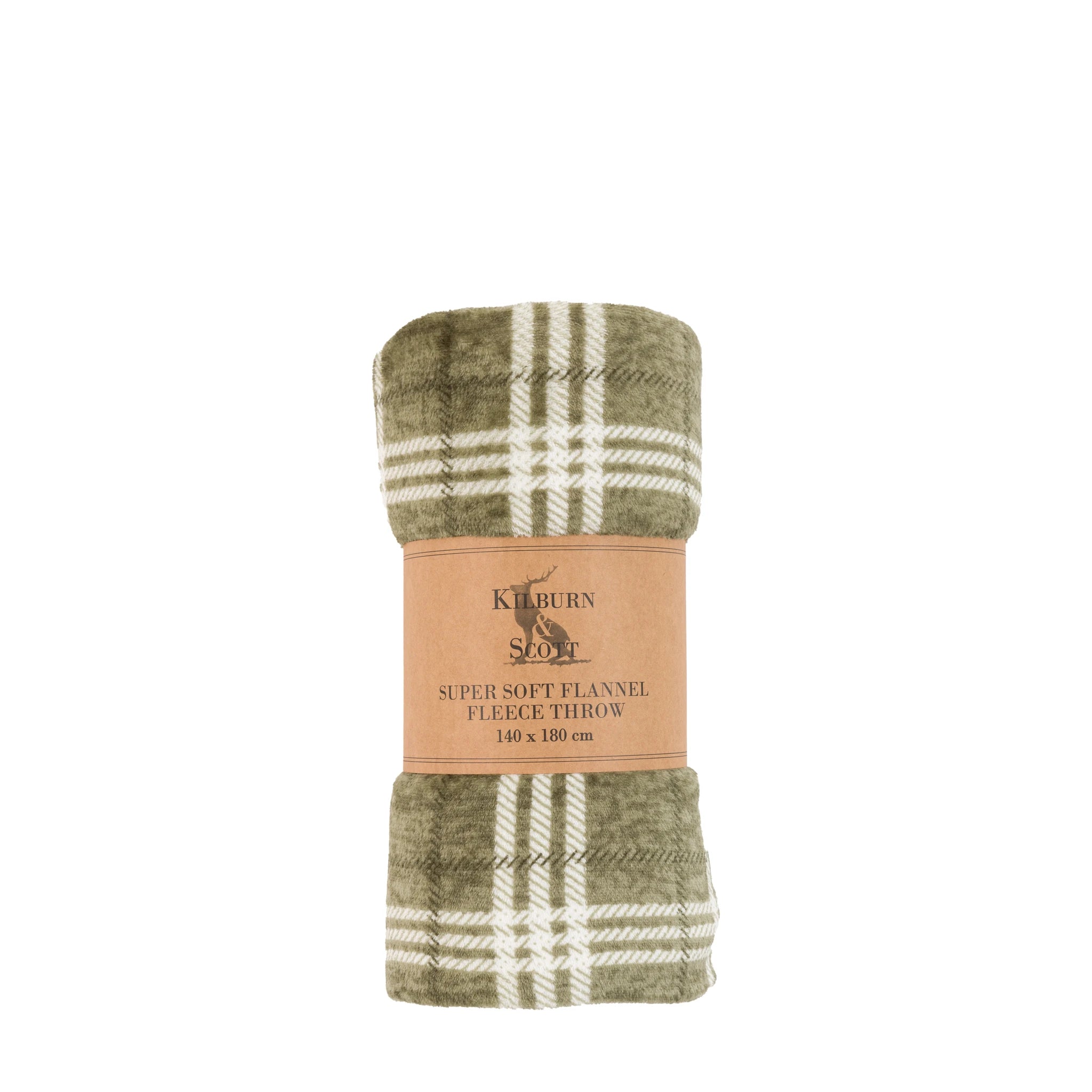 Harlewood Rolled Fleece Olive Green Throw