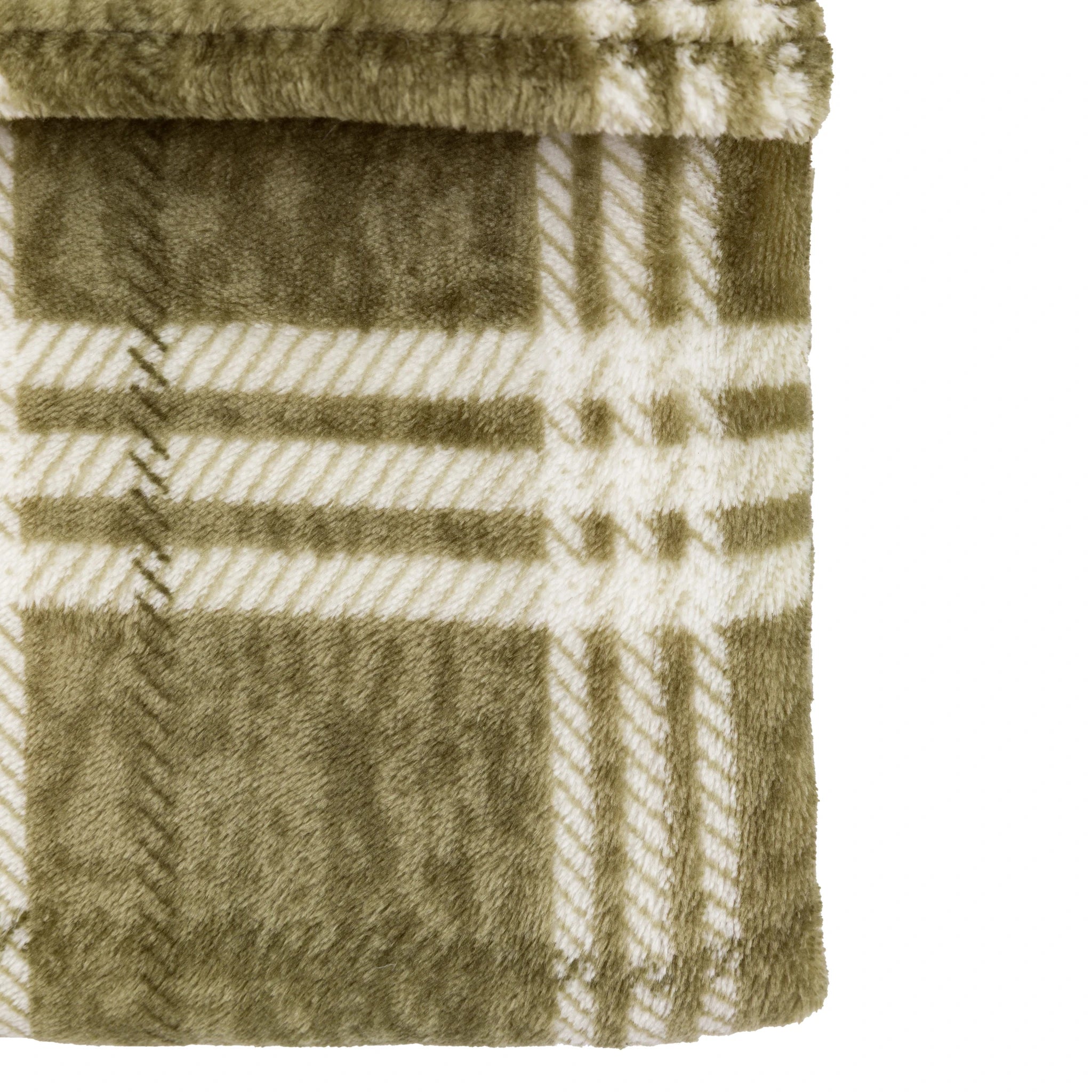 Harlewood Rolled Fleece Olive Green Throw