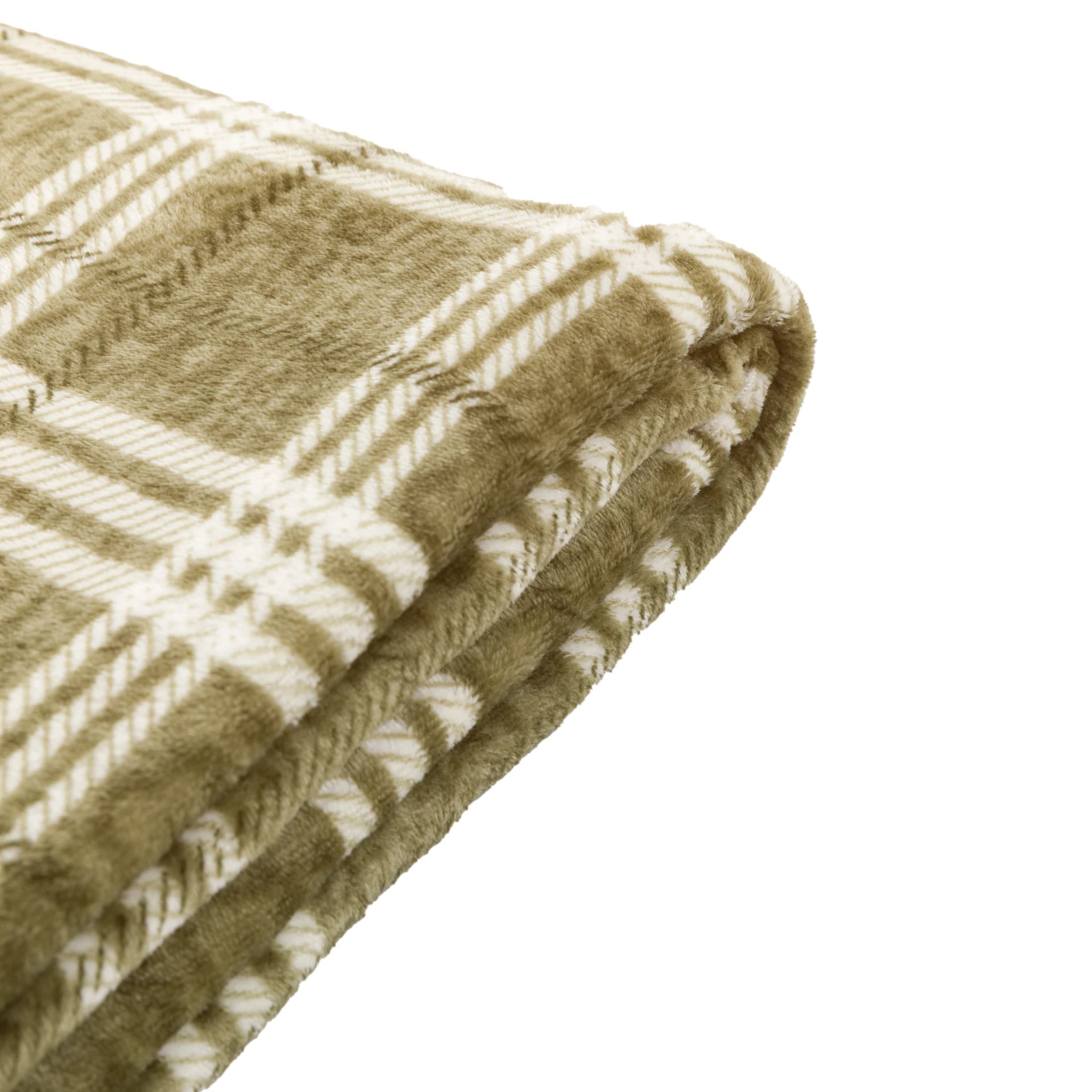 Harlewood Rolled Fleece Olive Green Throw