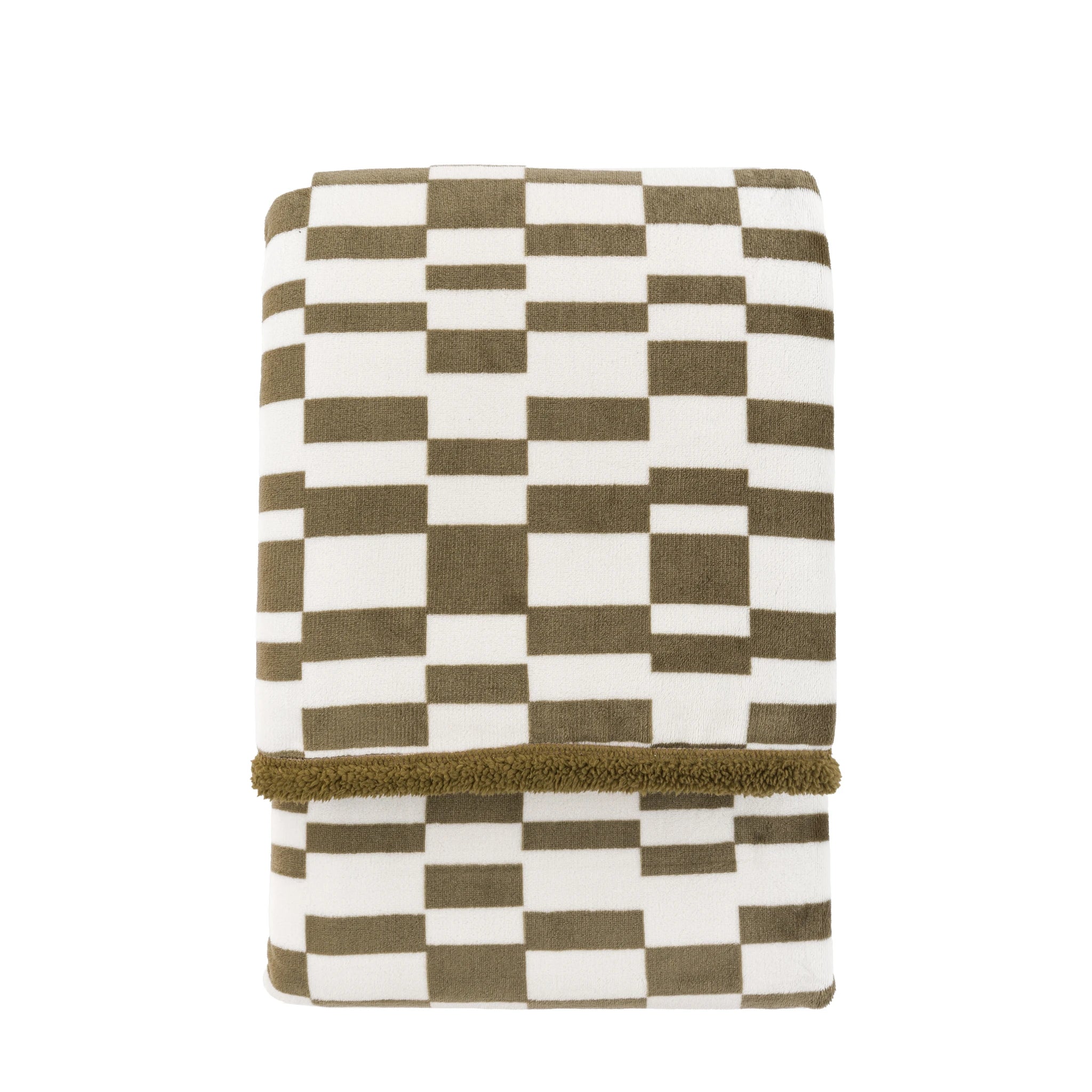 Norelle Sherpa Olive Green Throw